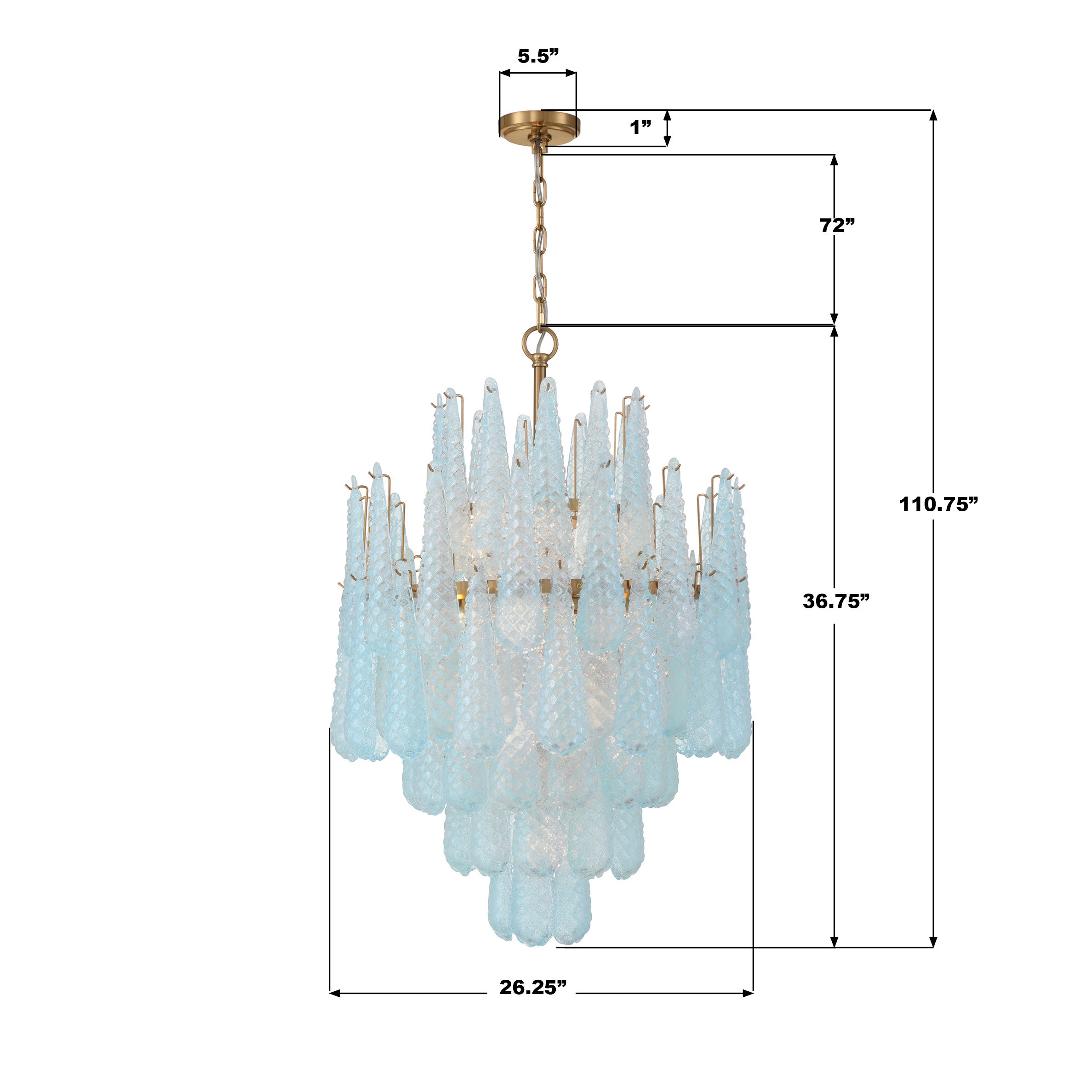 Crystorama Ollie OLL-6006-AG-BL – 26.25 Inch – 16 Light – Chandelier – Aged Brass – Dry Rated