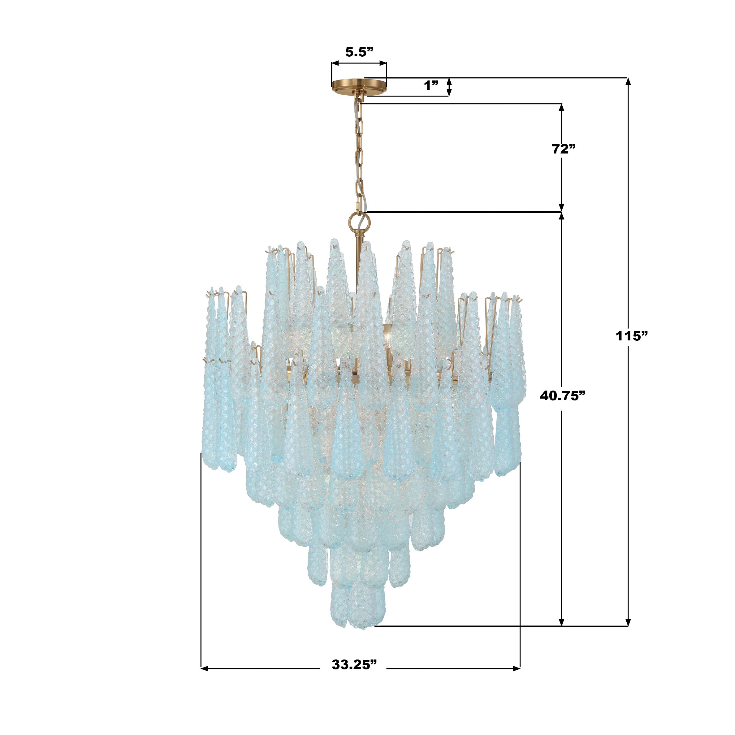 Crystorama Ollie OLL-6008-AG-BL – 33.25 Inch – 21 Light – Chandelier – Aged Brass – Dry Rated