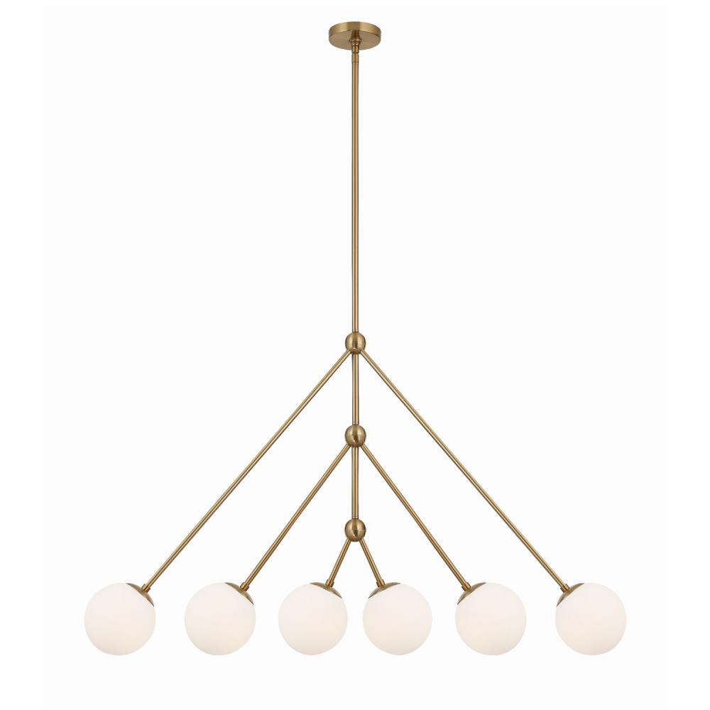 Omni 6 Light Aged Brass Linear Chandelier
