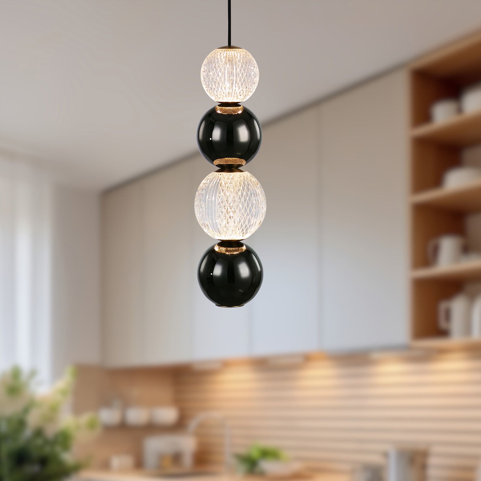 Onyx 5-in Natural Brass LED Pendant