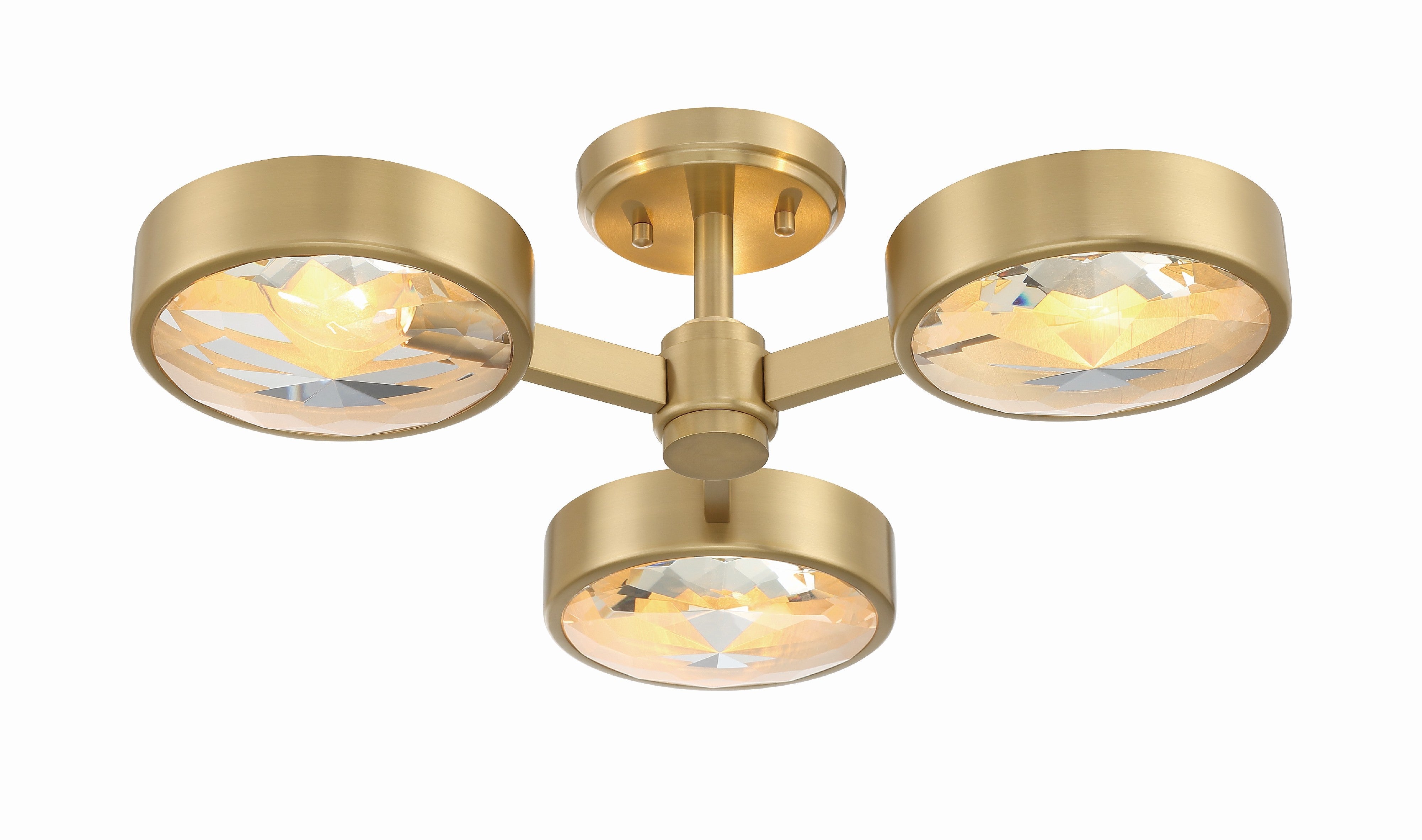 Crystorama Orson ORS-733-MG – 22.5 Inch – 3 Light – Semi Flush Mount Light – Modern Gold – Dry Rated
