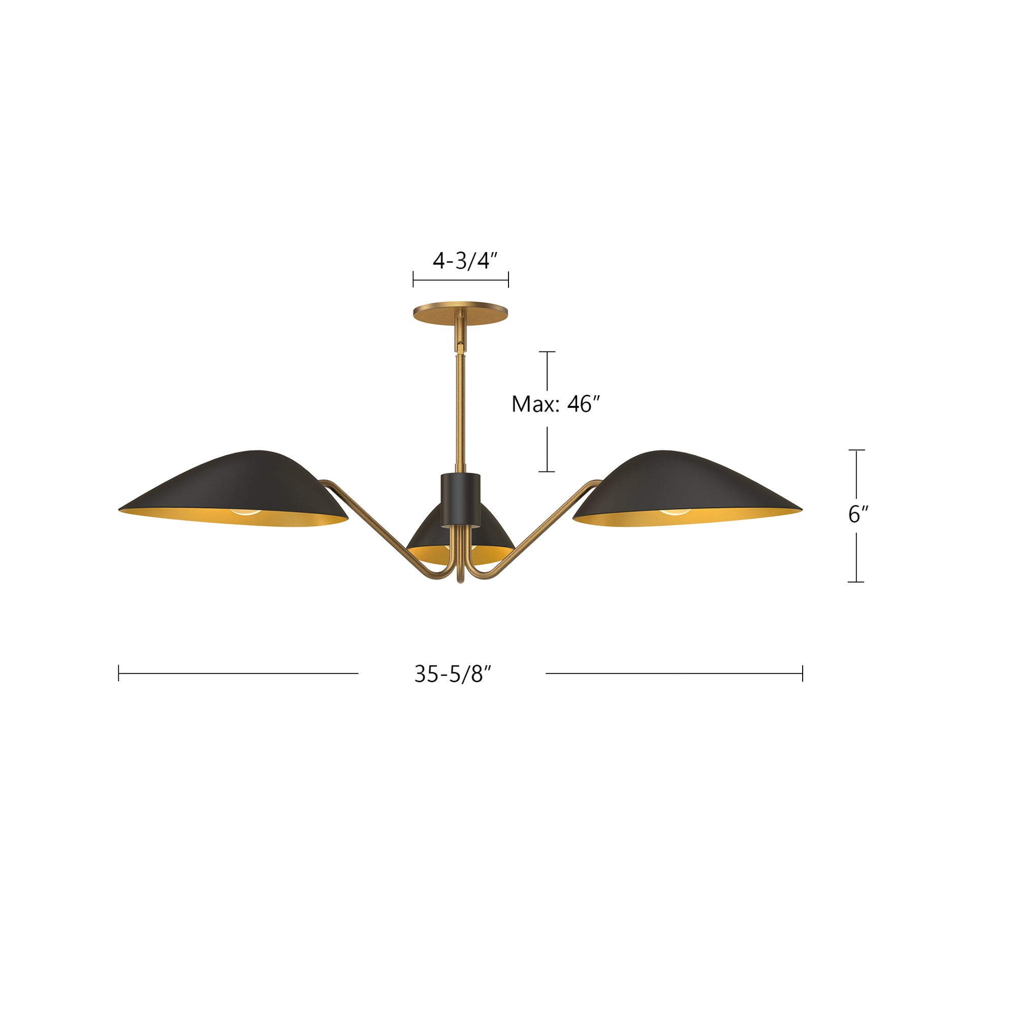 Oscar 36-in Aged Gold/Matte Black 3 Lights Pendant
