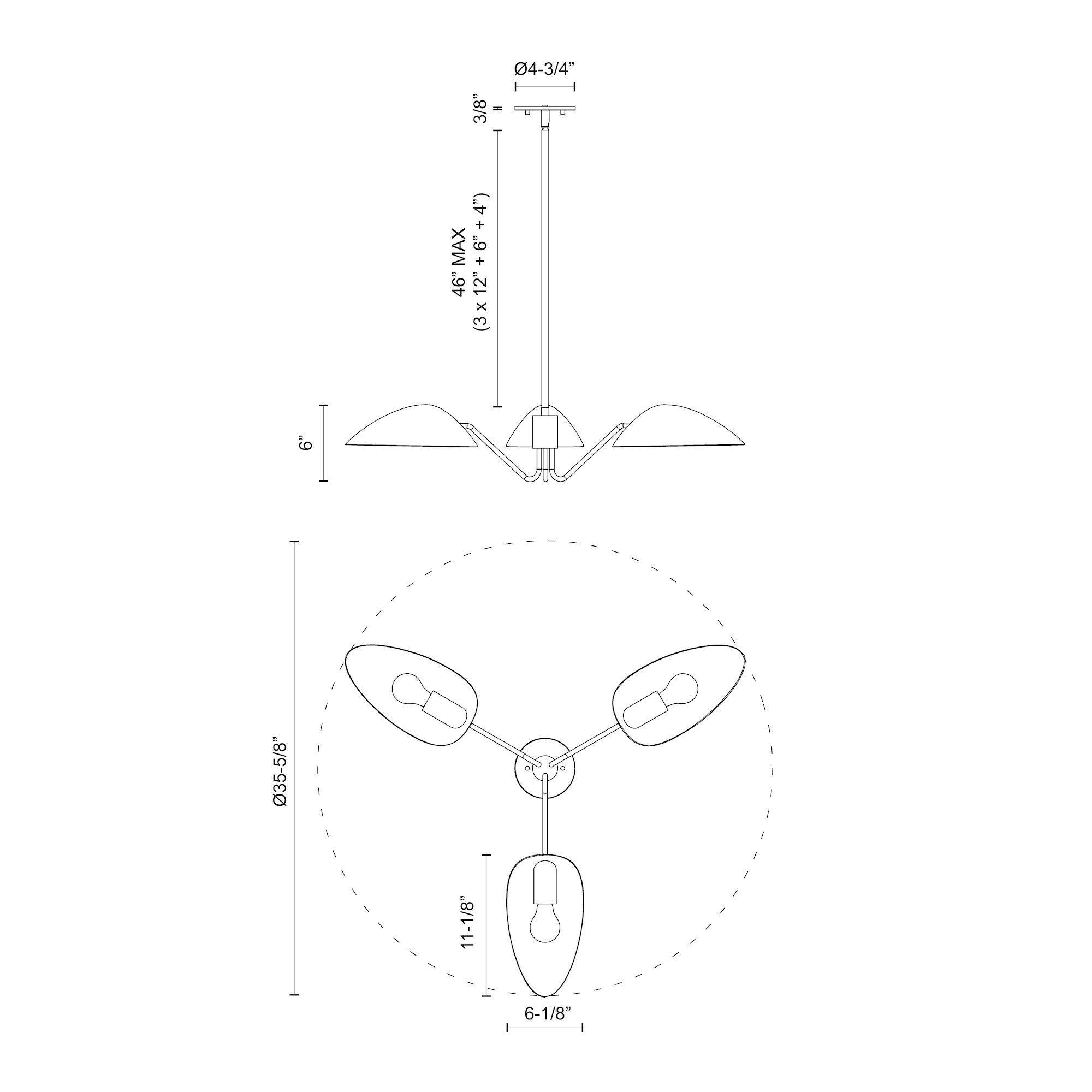 Oscar 36-in Aged Gold/White 3 Lights Pendant