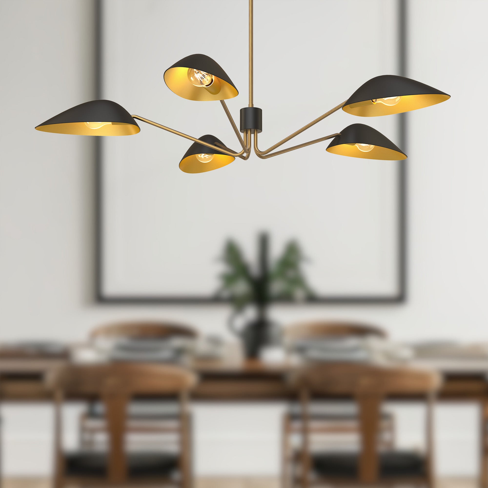 Oscar 46-in Aged Gold/Matte Black 5 Lights Pendant