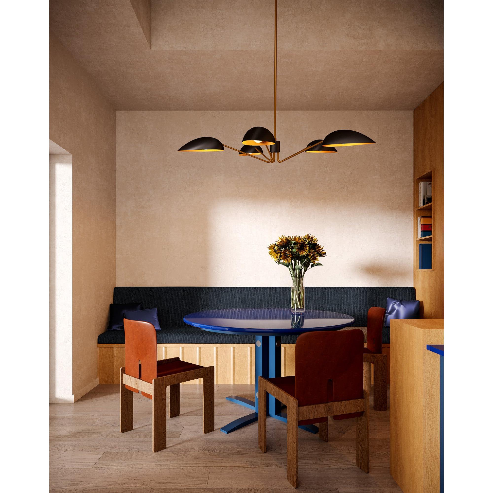 Oscar 46-in Aged Gold/Matte Black 5 Lights Pendant