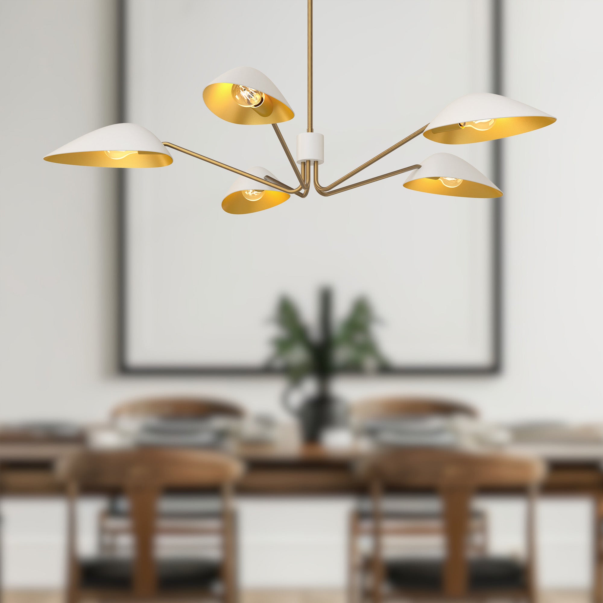Oscar 46-in Aged Gold/White 5 Lights Pendant