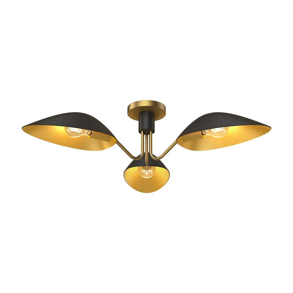 Alora Lighting OSCAR SF550332MBAG Semi Flush Mt - Aged Gold Matte Black