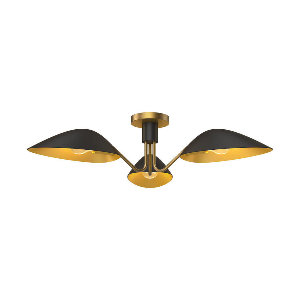 Alora Lighting OSCAR SF550332MBAG Semi Flush Mt - Aged Gold Matte Black