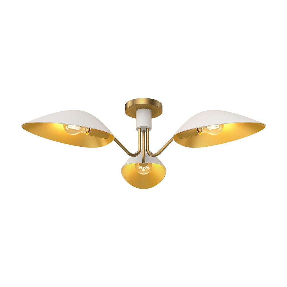 Alora Lighting OSCAR SF550332WHAG Semi Flush Mt - Aged Gold White