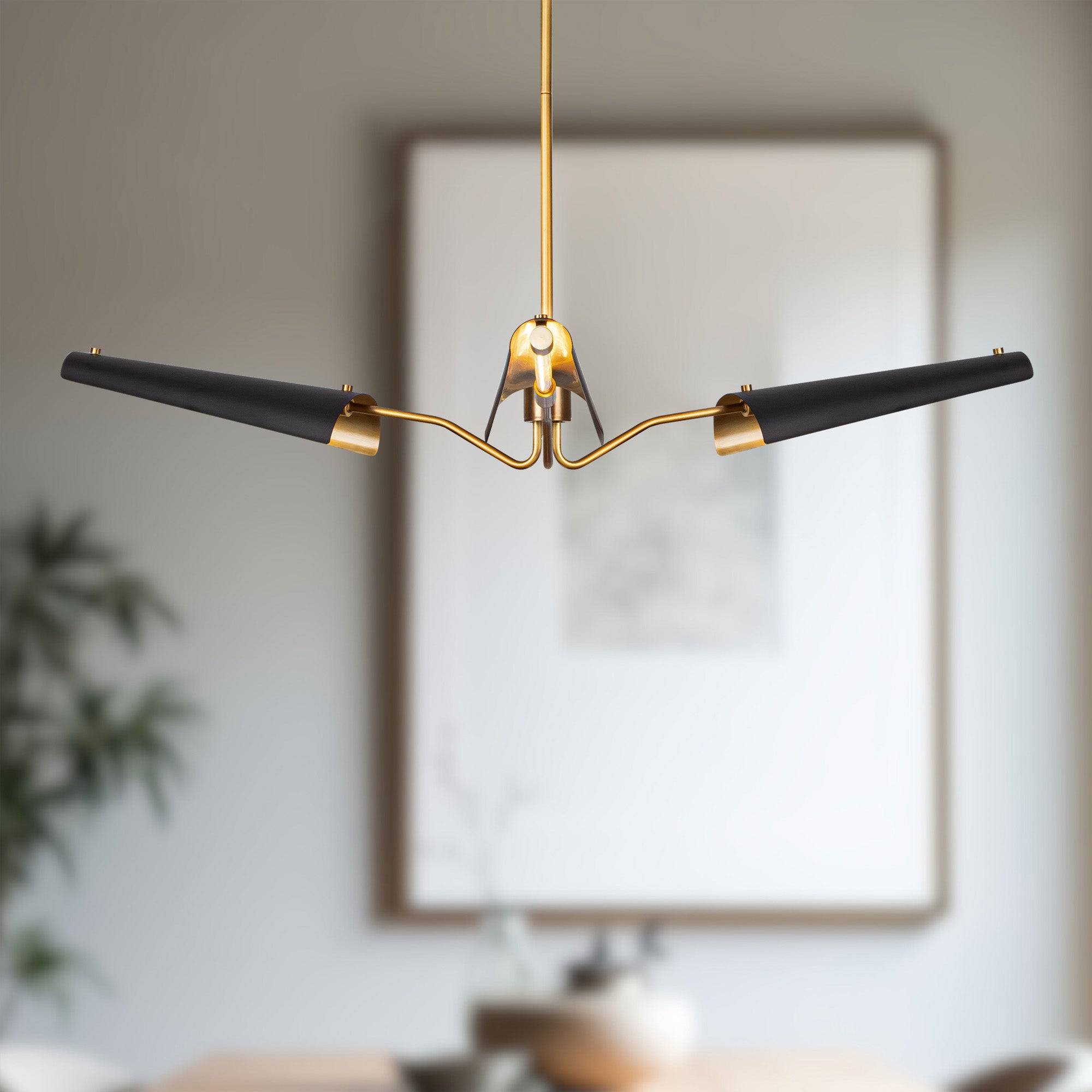 Osorio 46-in Matte Black/Vintage Brass LED Chandeliers