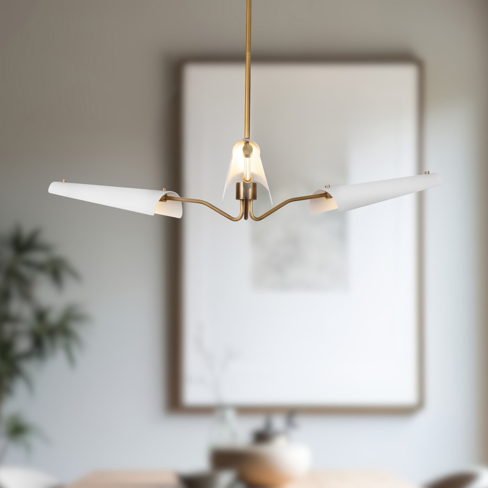 Osorio 46-in Matte White/Vintage Brass LED Chandeliers