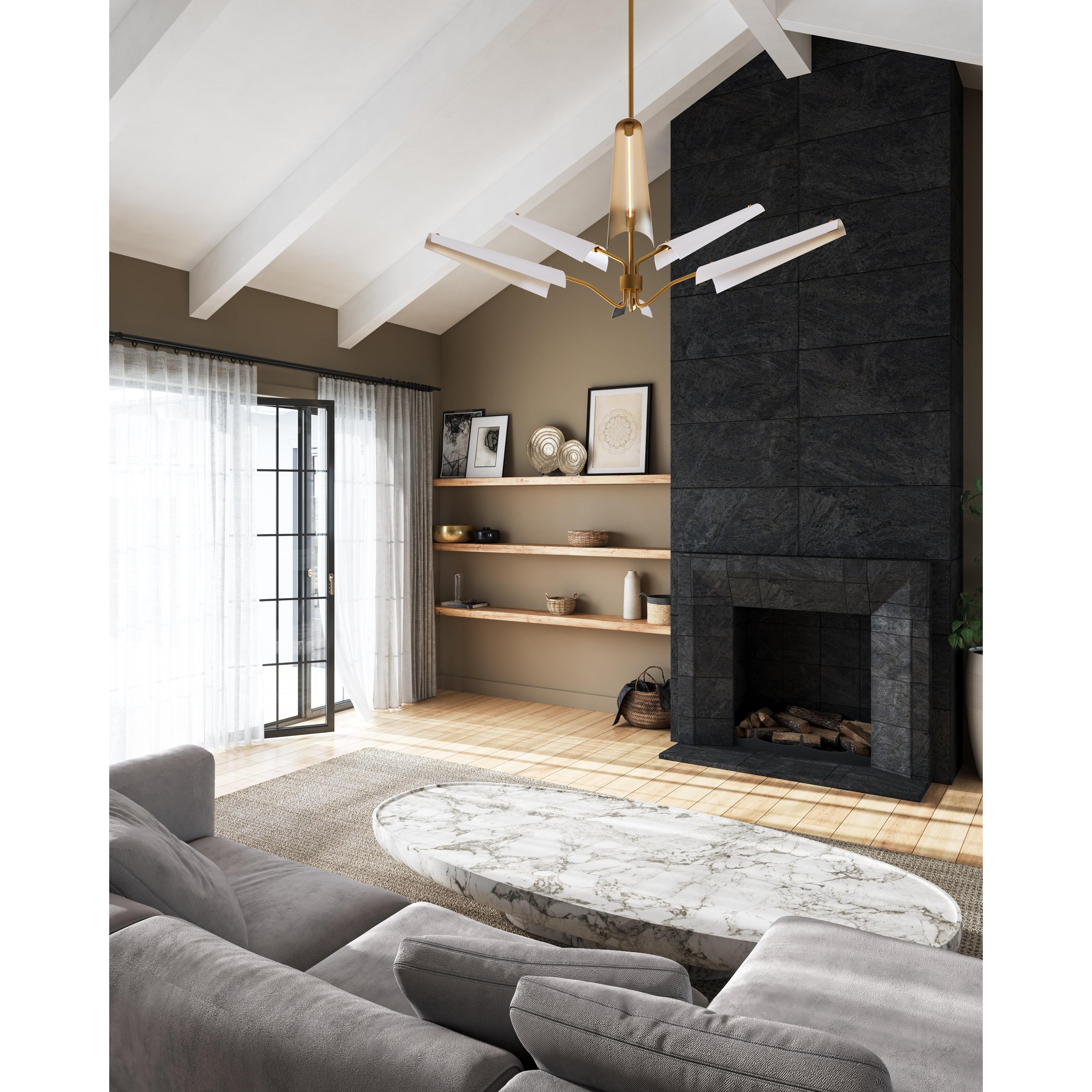 Osorio 46-in Matte White/Vintage Brass LED Chandeliers