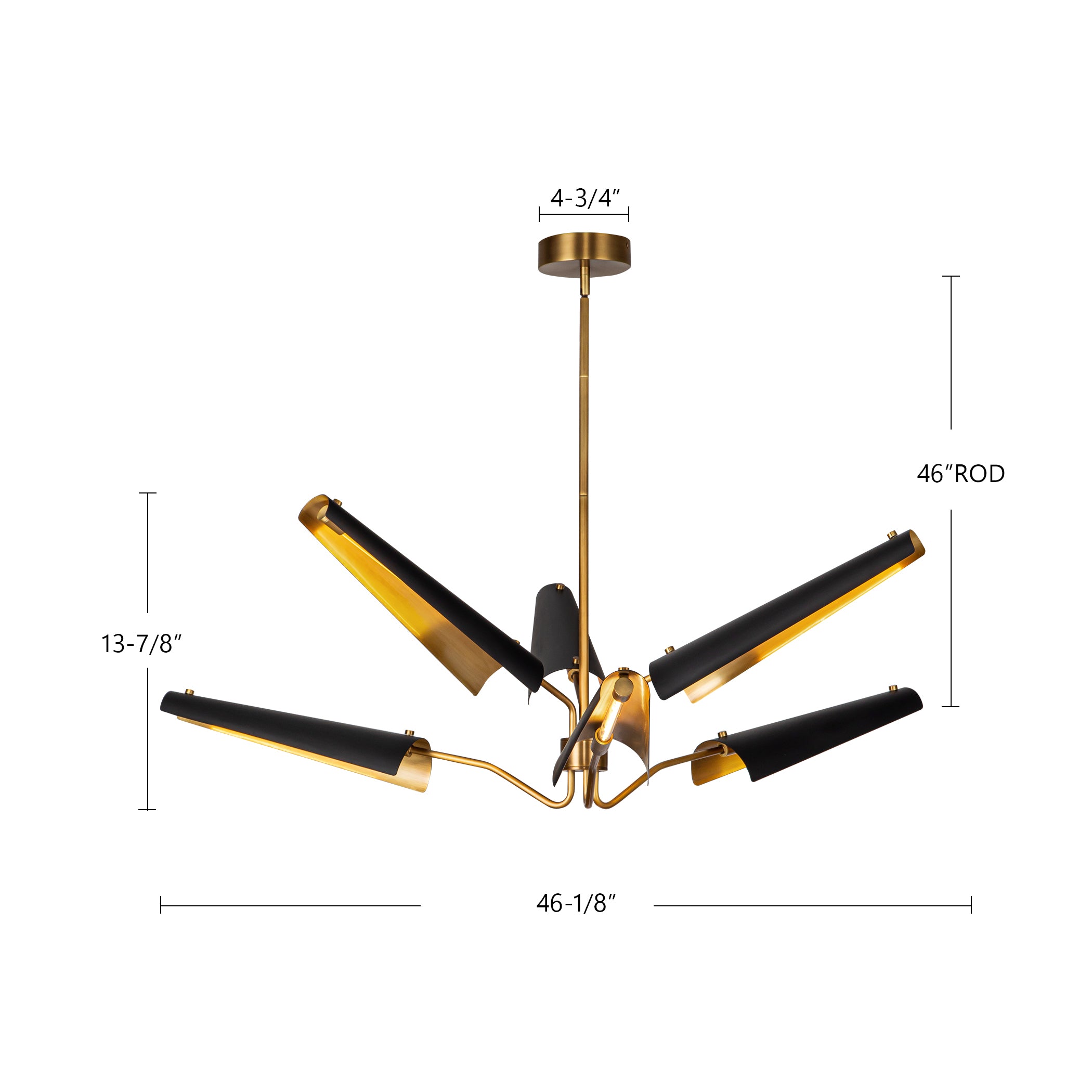 Osorio 46-in Matte Black/Vintage Brass LED Chandeliers