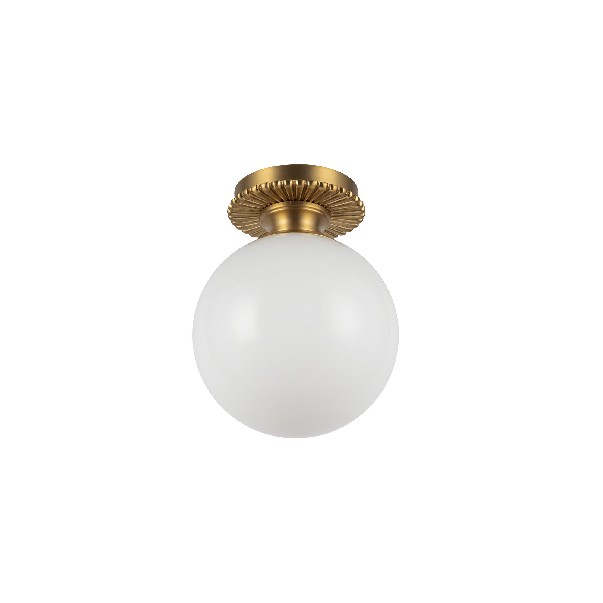 Otis 8-in Brushed Gold/Glossy Opal Glass Socket Semi-Flush Mount