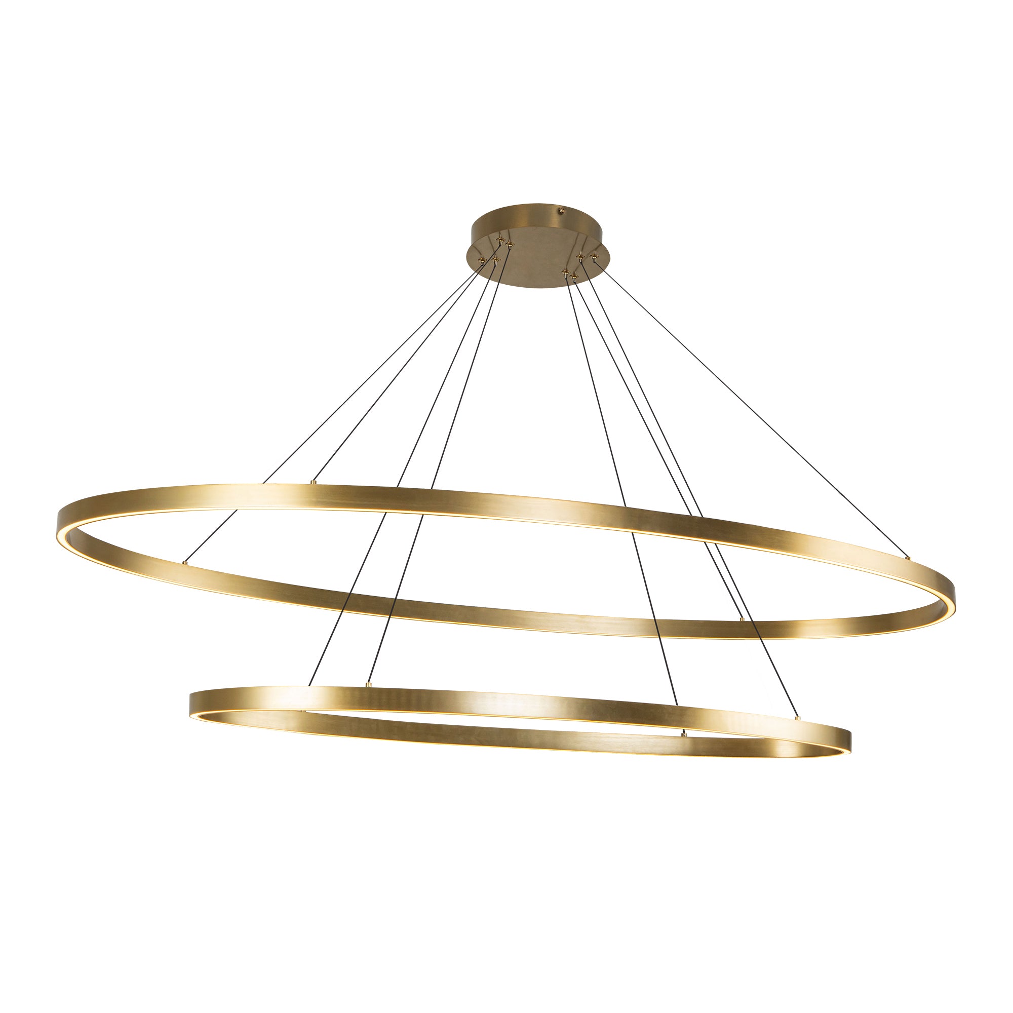 Ovale 2 Layer Brushed Gold LED Chandelier