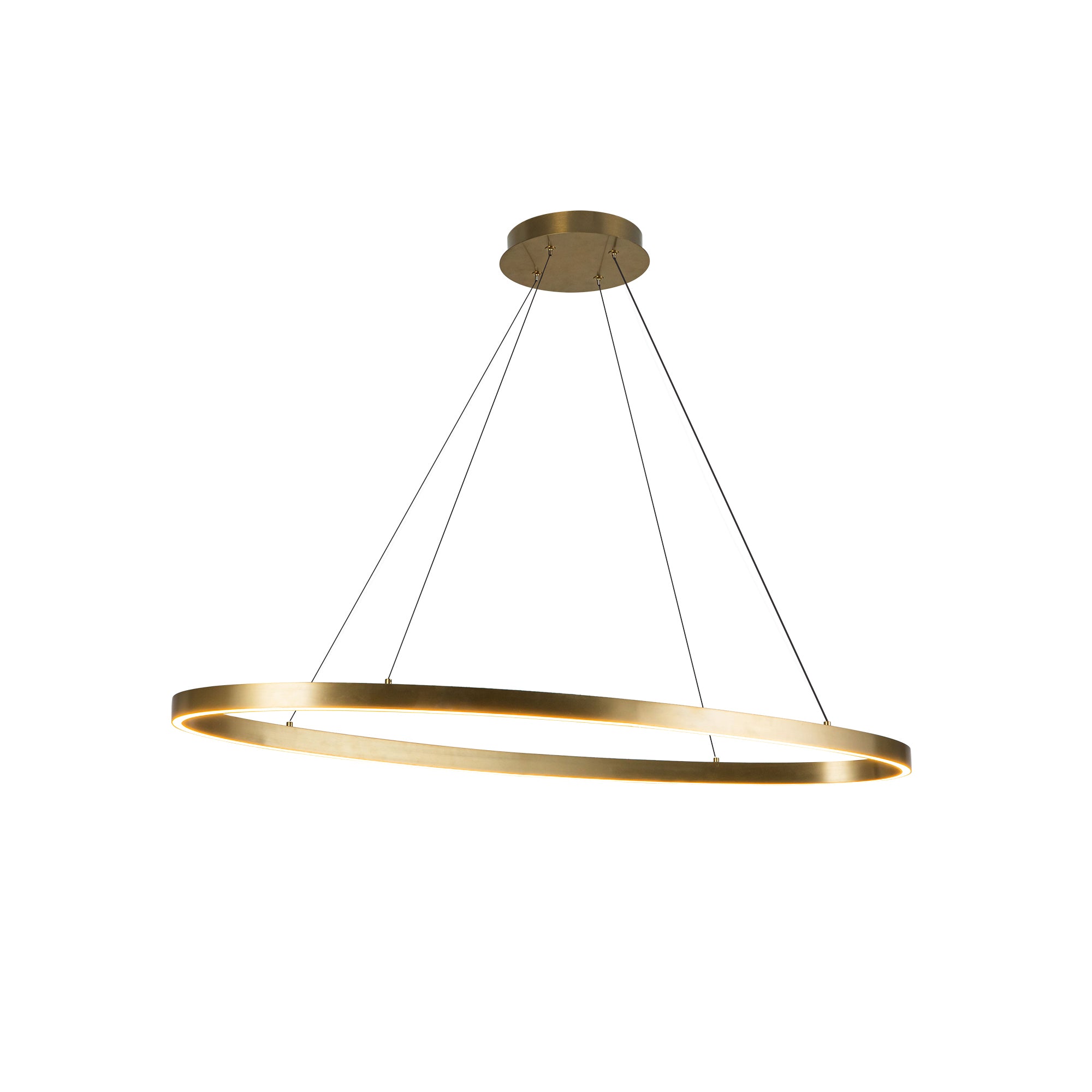 Ovale 40-in Brushed Gold LED Linear Pendant