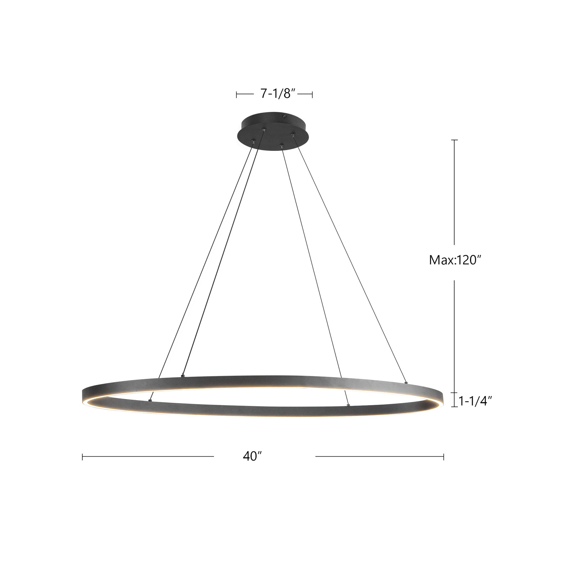 Ovale 40-in Black LED Linear Pendant