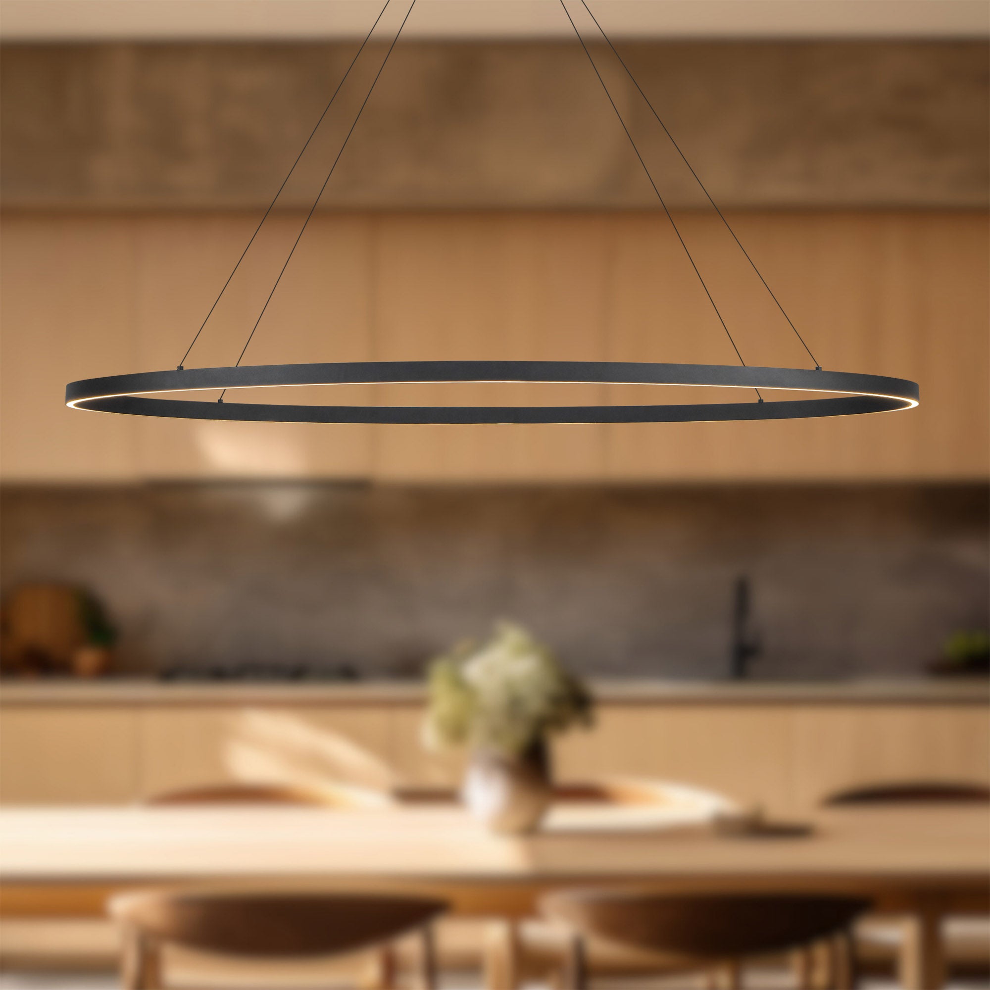 Ovale 53-in Black LED Linear Pendant