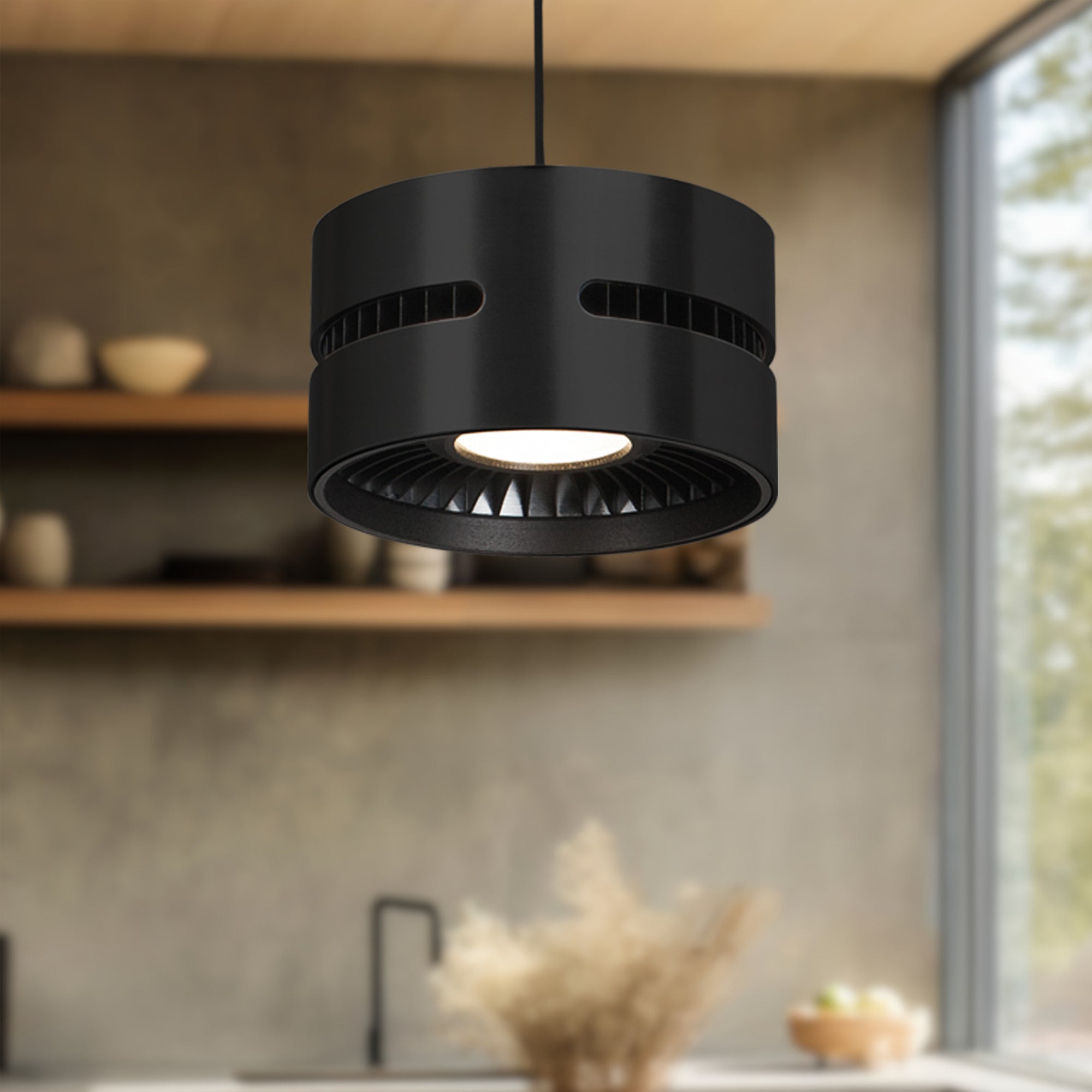 Oxford 5-in Black LED Pendant