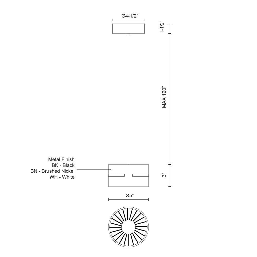 Kuzco Lighting Inc. OXFORD PD6705-BN-UNV Pendant - Brushed Nickel