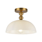 Paisley 12-in Brushed Gold/Glossy Opal Glass Socket Semi-Flush Mount