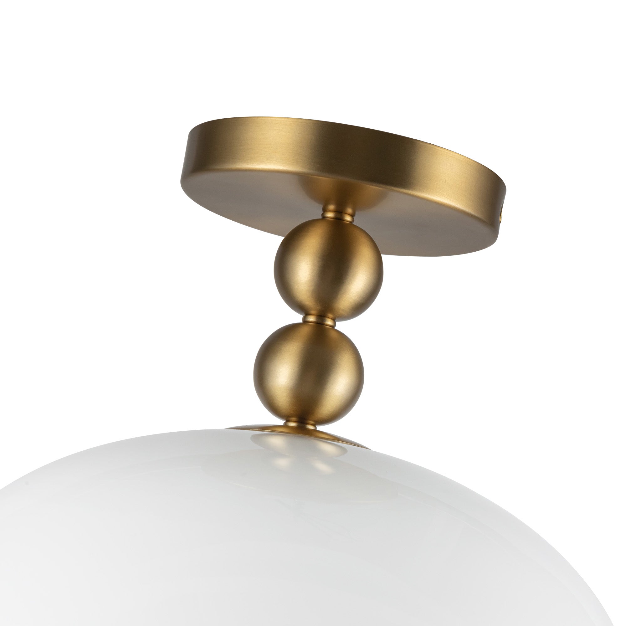 Paisley 12-in Brushed Gold/Glossy Opal Glass Socket Semi-Flush Mount