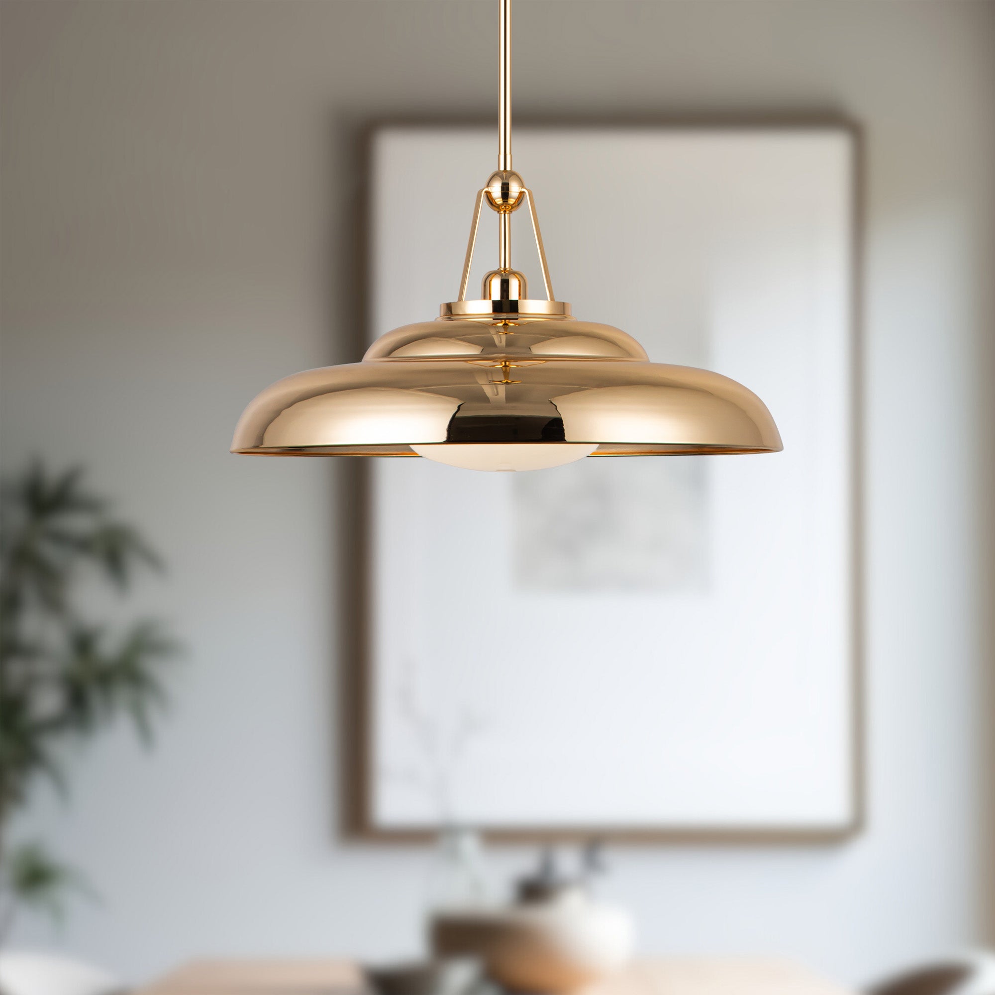 Palmetto 20-in Polished Brass/Glossy Opal 1 Light Pendant