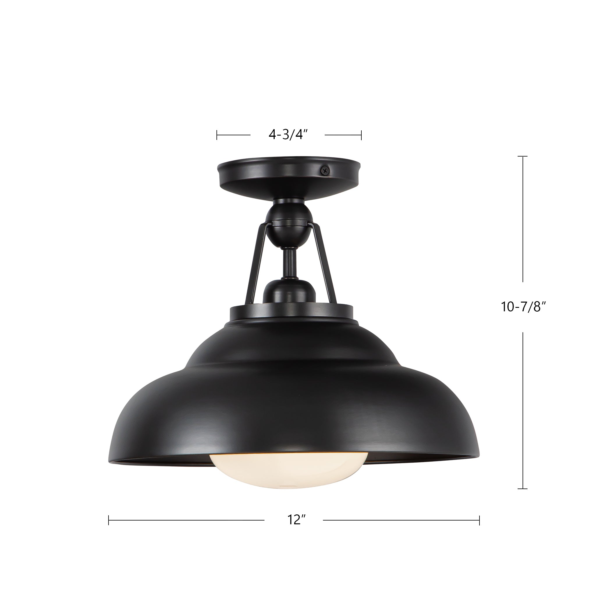 Palmetto 12-in Polished Nickel/Glossy Opal 1 Light Semi Flush Mount