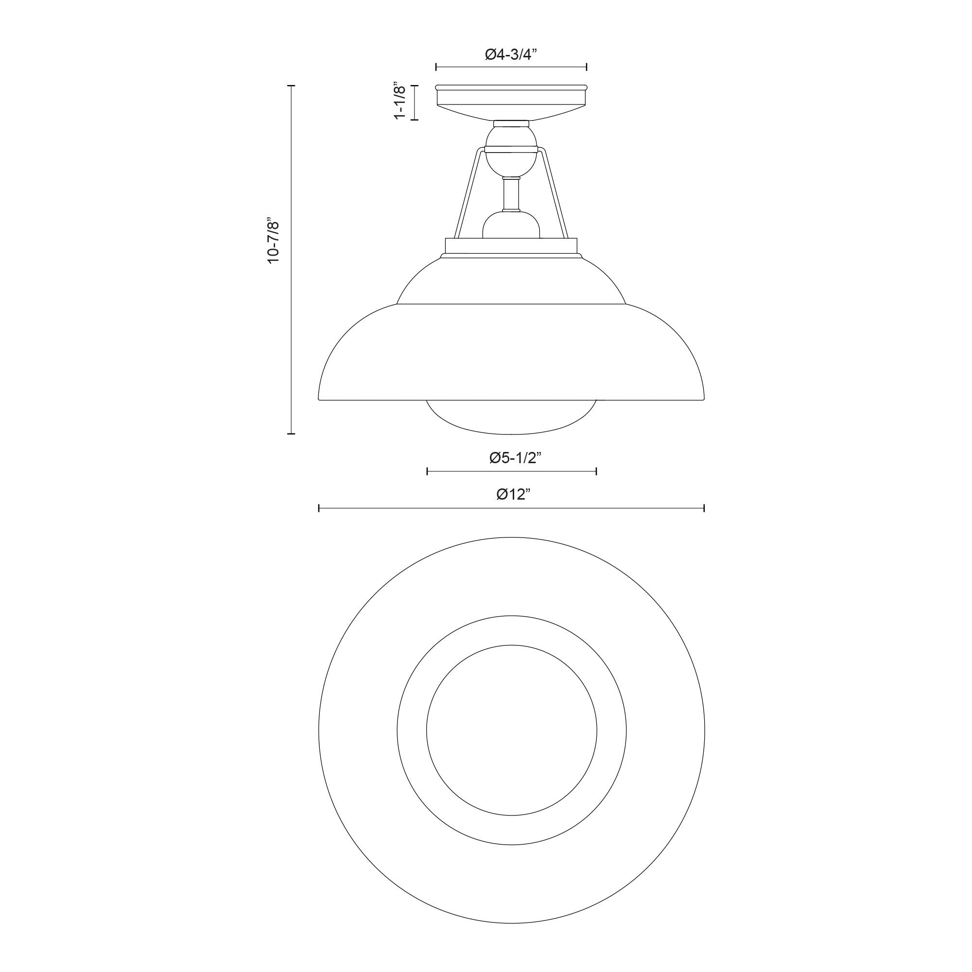 Palmetto 12-in Polished Nickel/Glossy Opal 1 Light Semi Flush Mount
