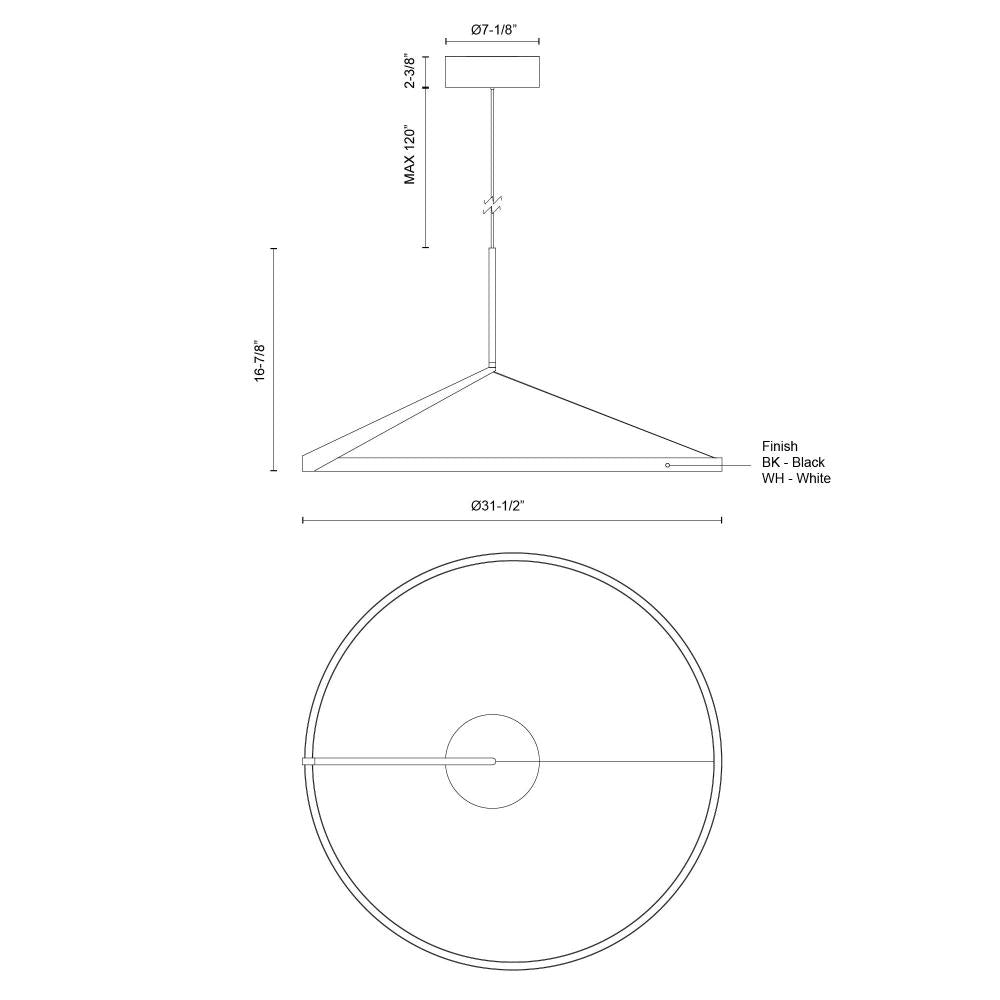 Kuzco Lighting Inc. RODA PD27731-WH-3WCCT-UNV Pendant - White