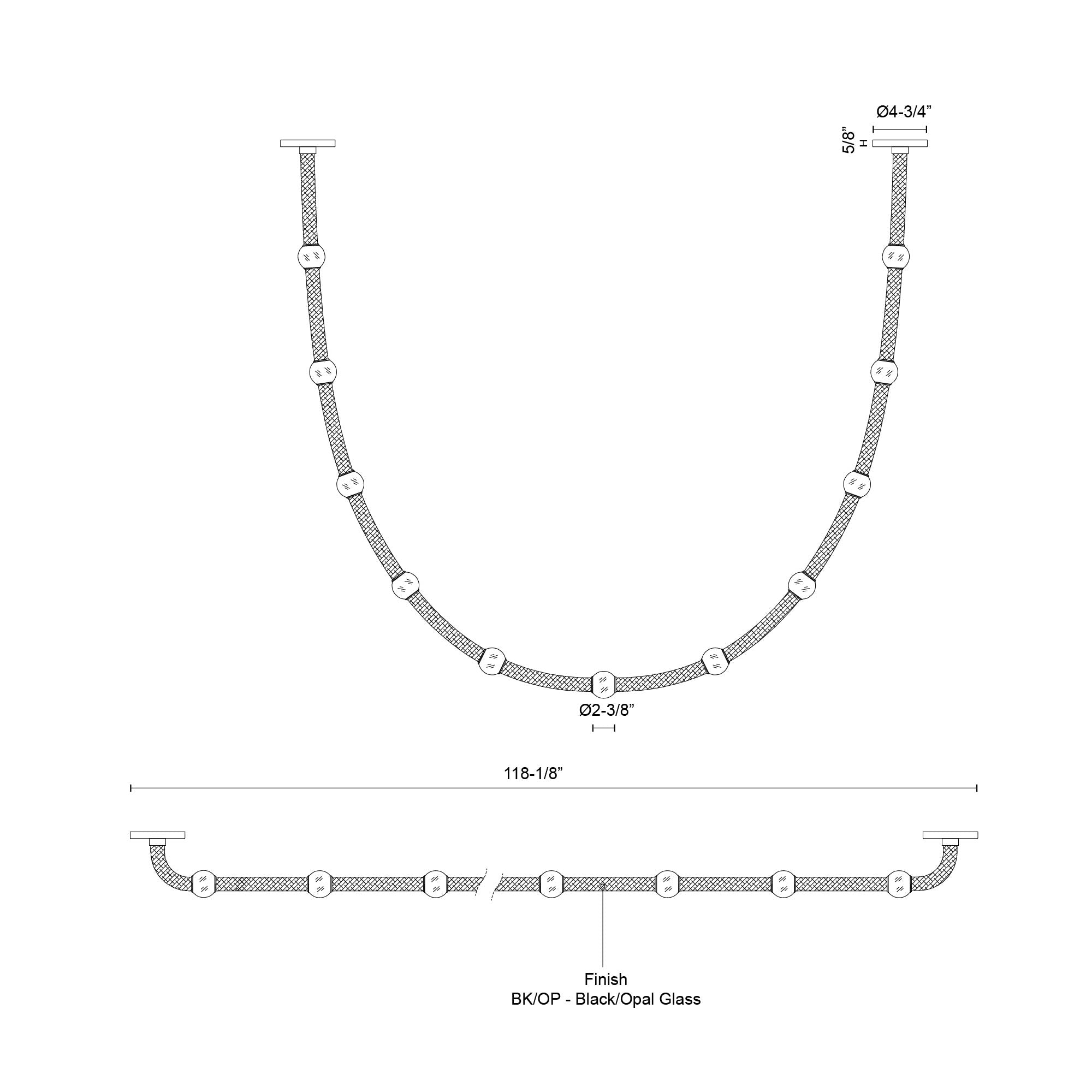 Corda 10-ft Black/Opal Glass LED Pendant