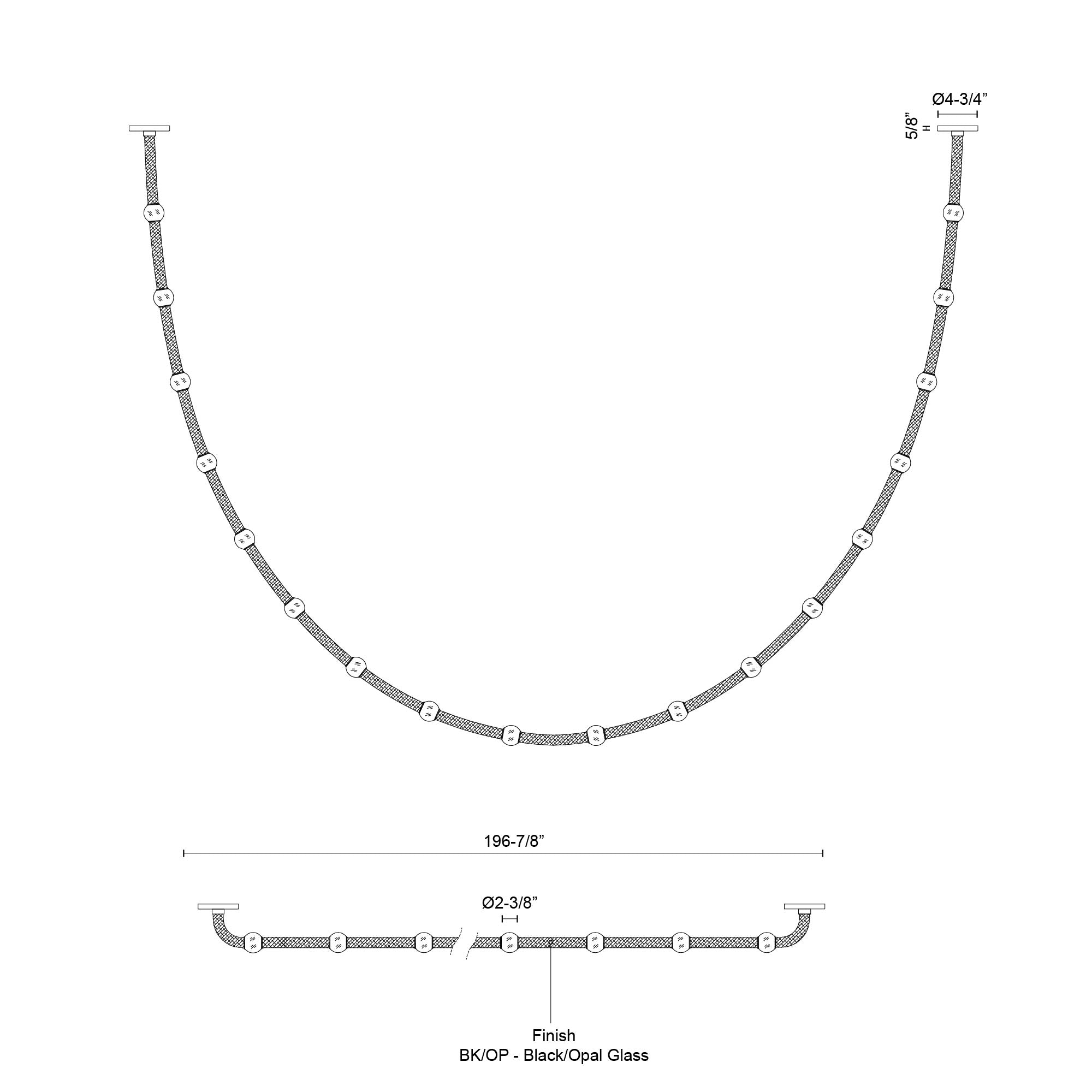 Corda 17-ft Black/Opal Glass LED Pendant