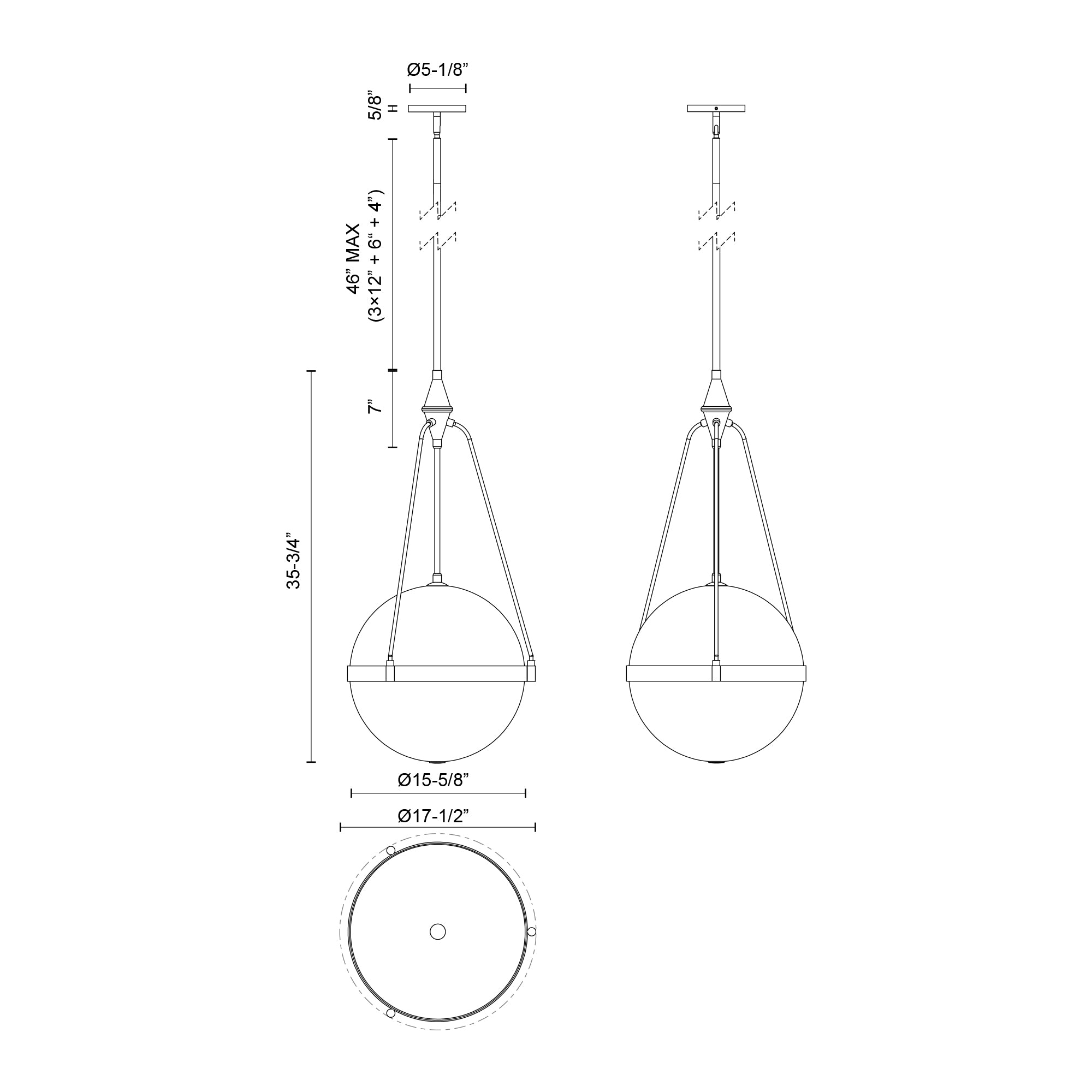 Harmony 18-in Matte Black/Clear Water Glass 4 Lights Pendant