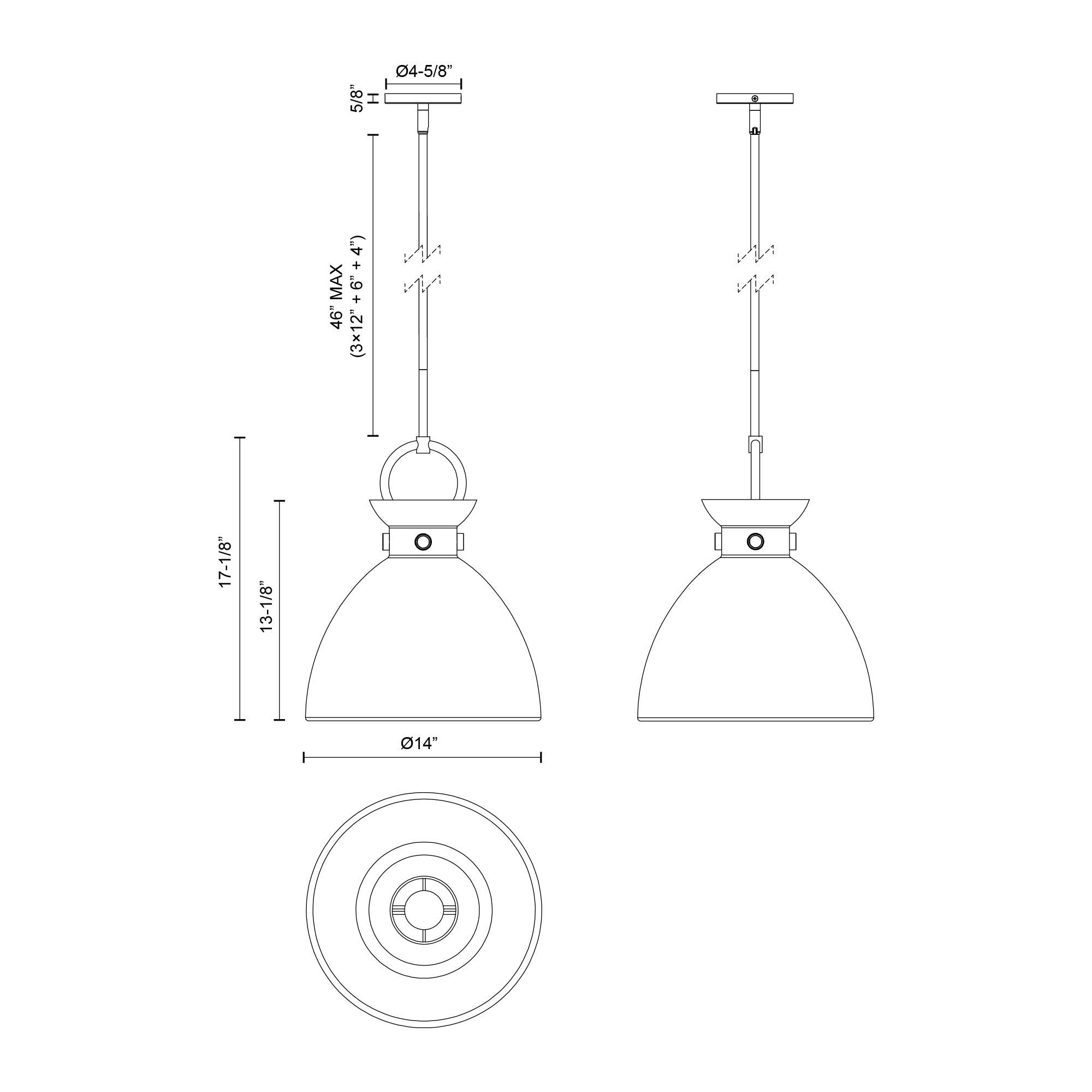 Waldo 14-in Matte Black/Aged Gold 1 Light Pendant