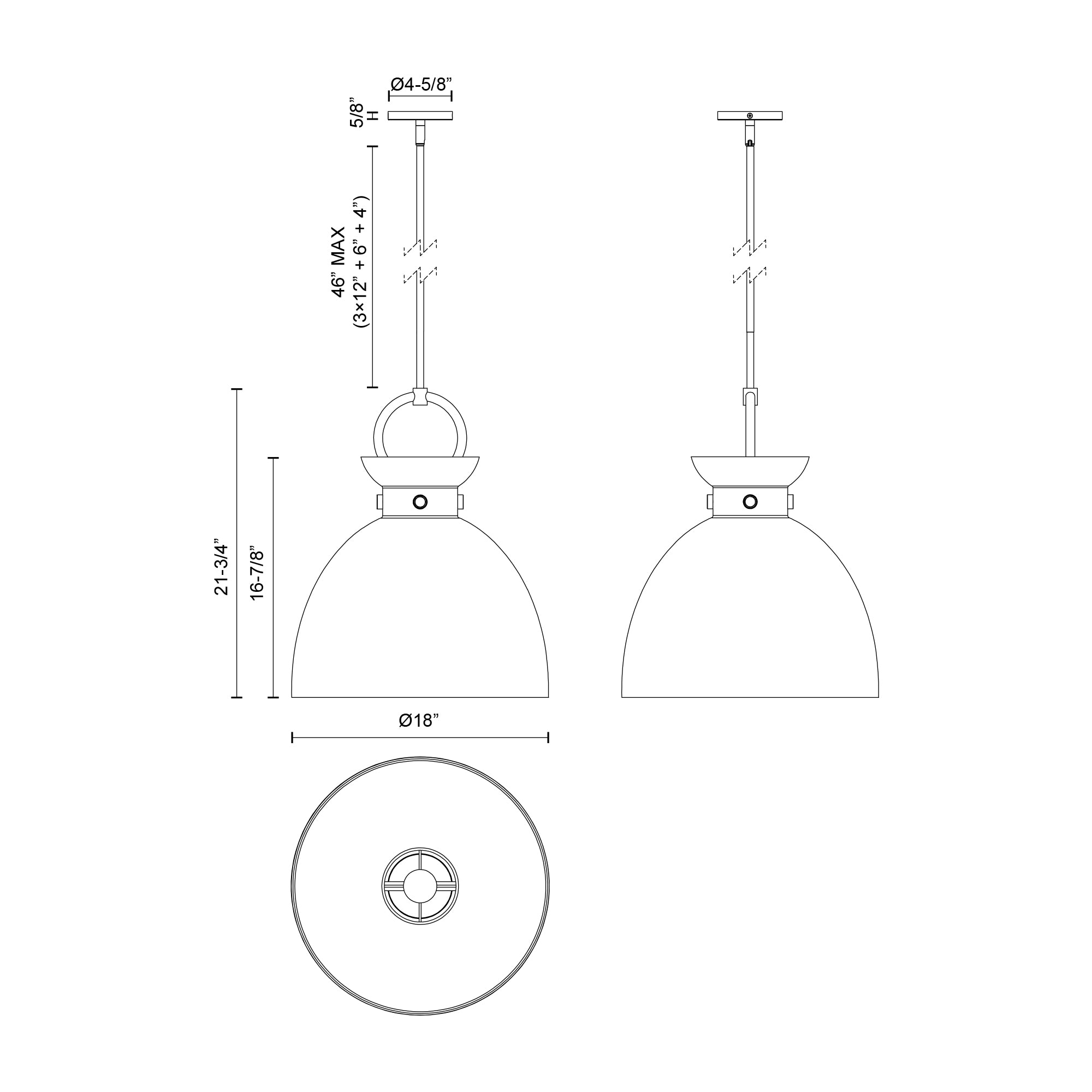 Waldo 18-in Matte Black/Clear Glass 1 Light Pendant