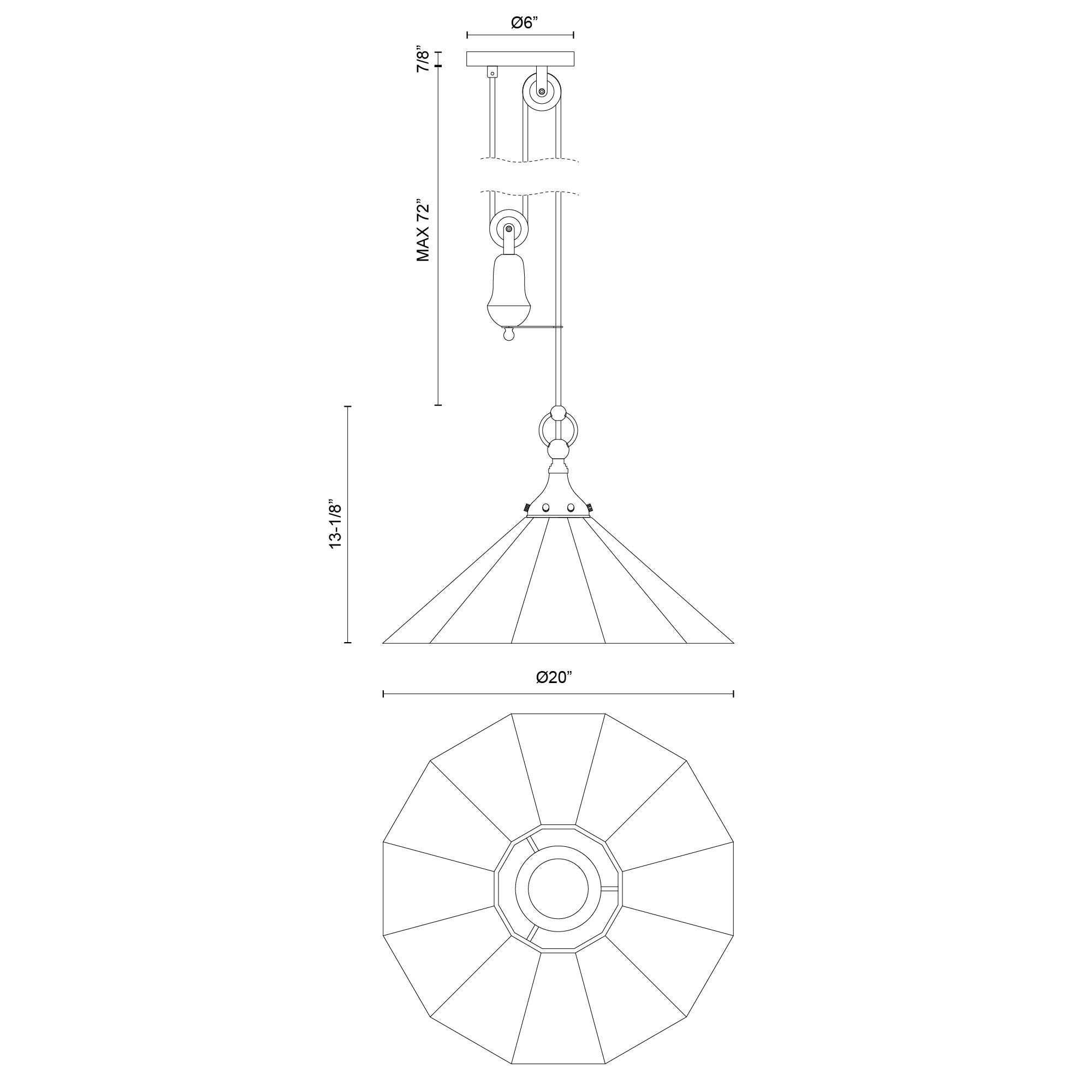 Ellen 20-in Matte Black/White Linen Socket Pendant