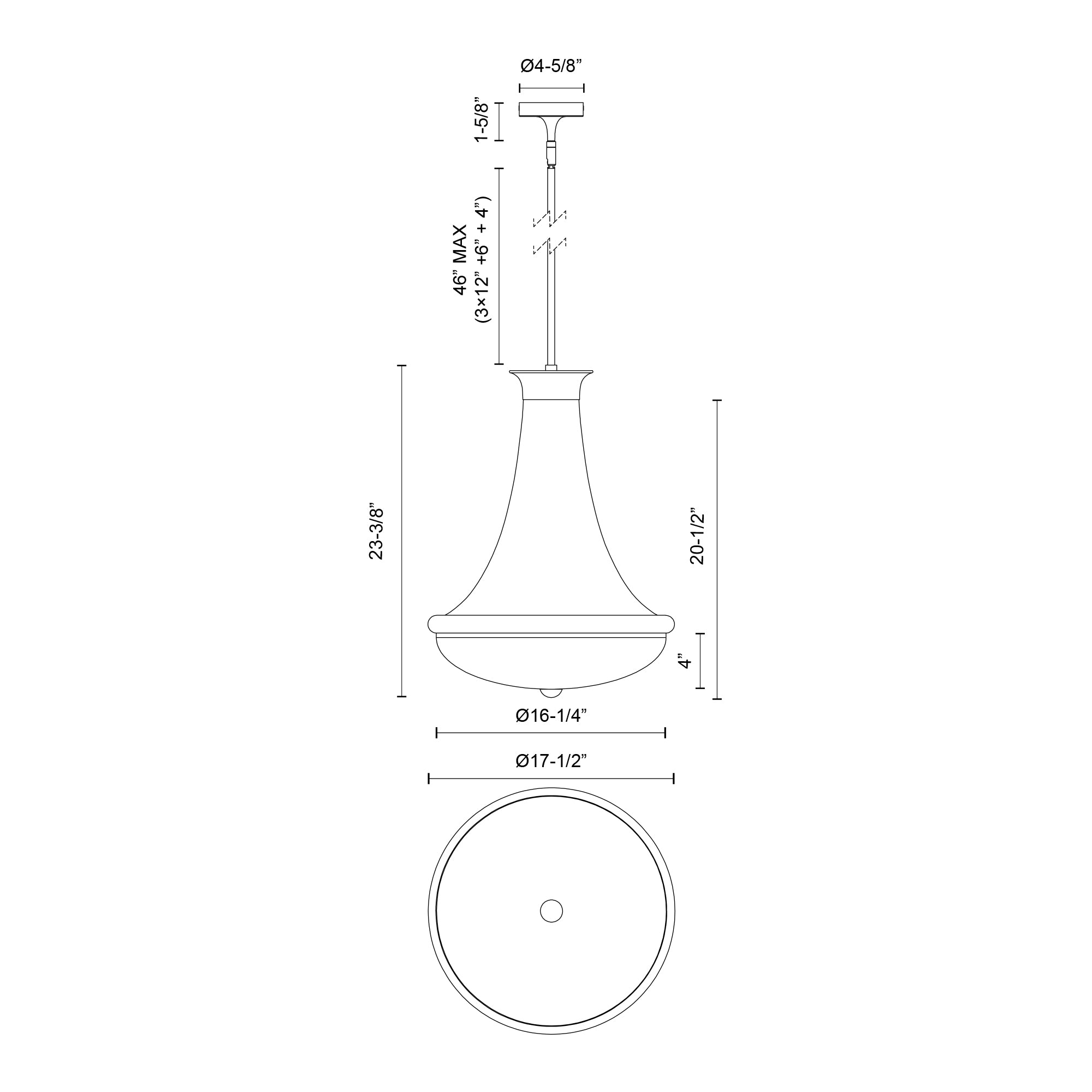 Marcel 18-in Matte Black 4 Lights Pendant