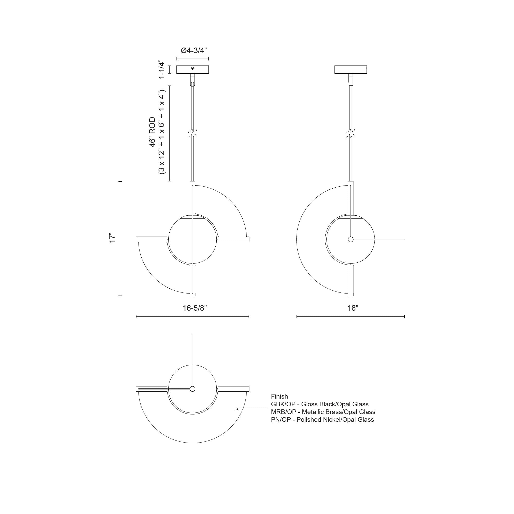 Scorpio 16-in Polished Nickel/Opal Glass LED Pendant