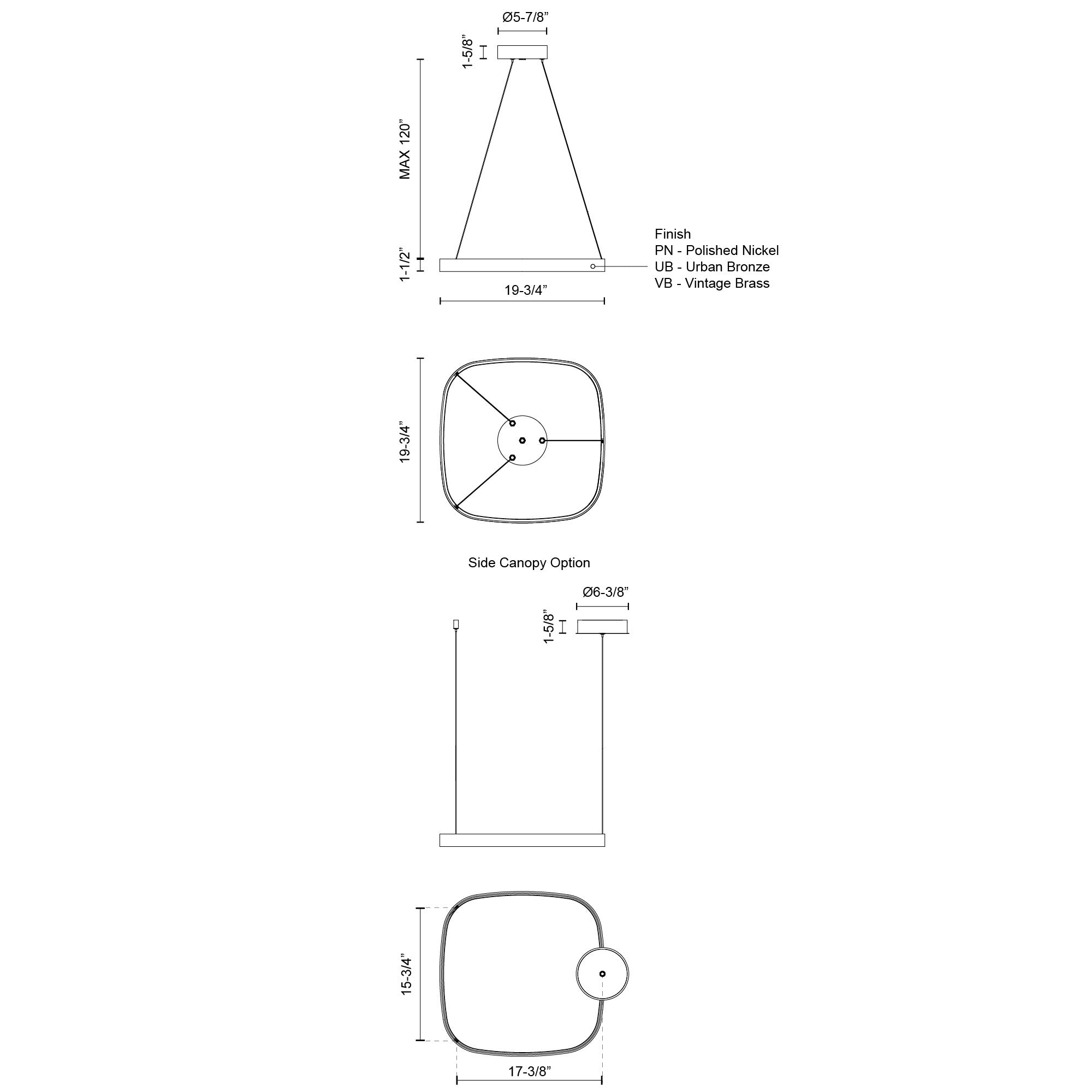 Yukon 19-in Polished Nickel LED Pendant