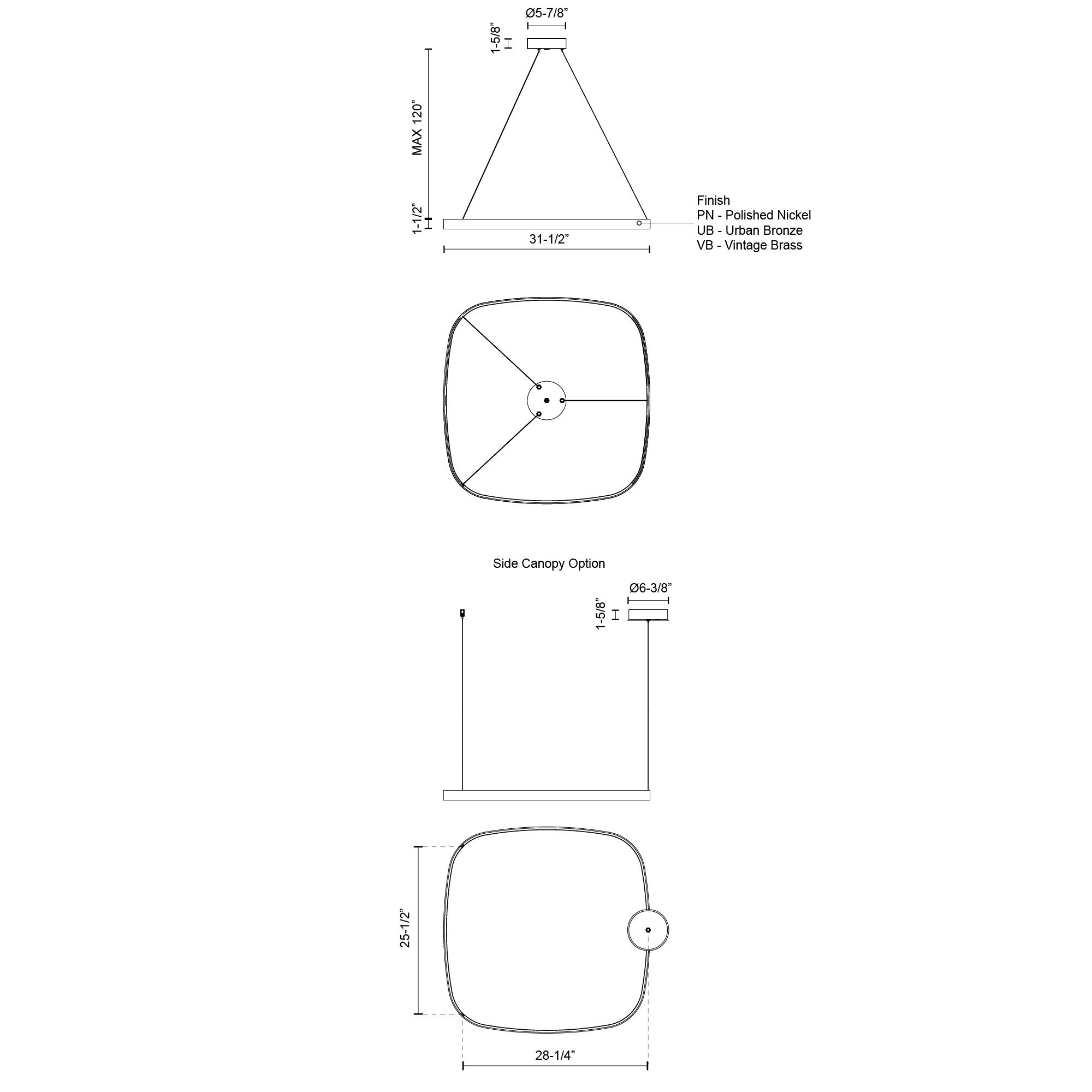 Yukon 31-in Urban Bronze LED Pendant