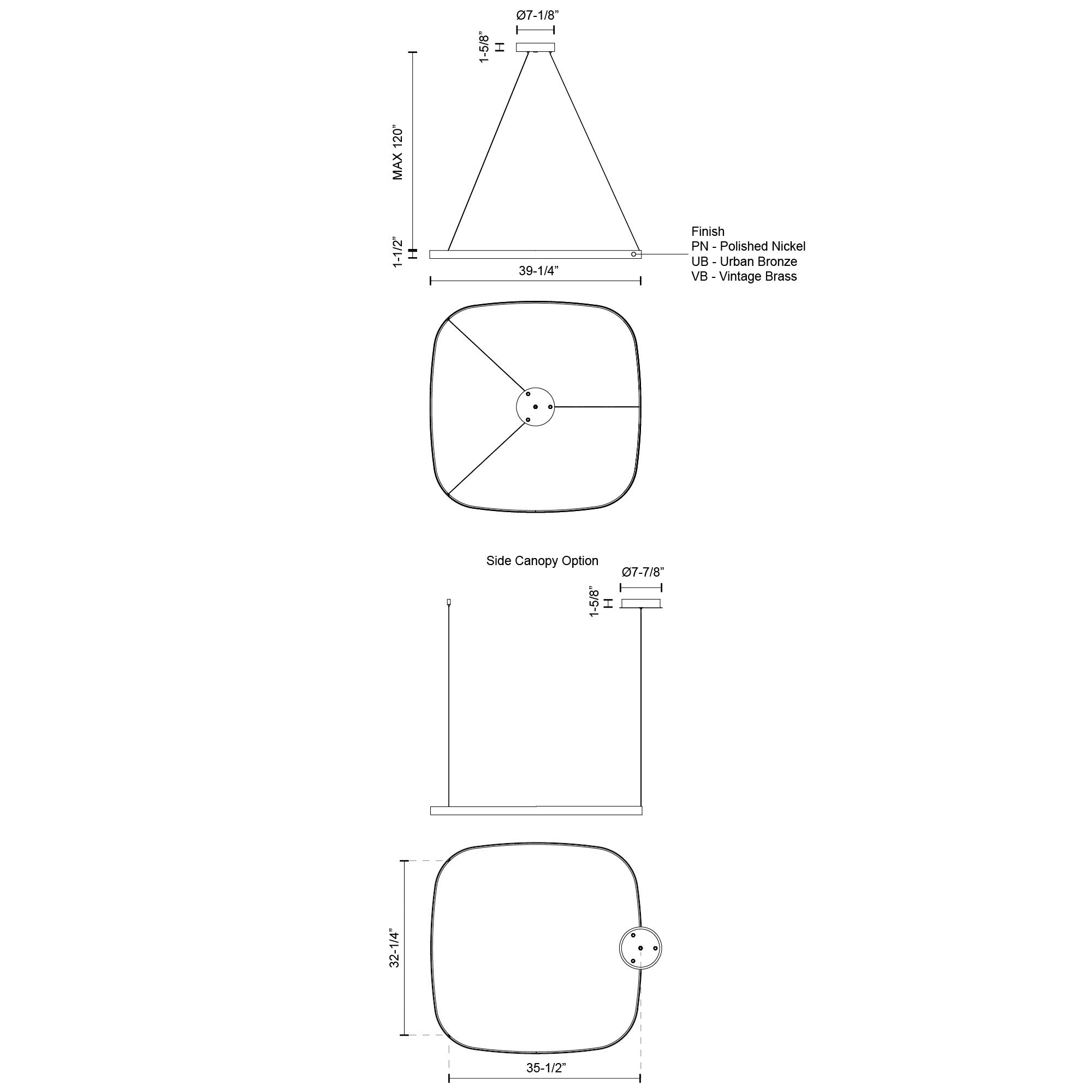 Yukon 40-in Urban Bronze LED Pendant