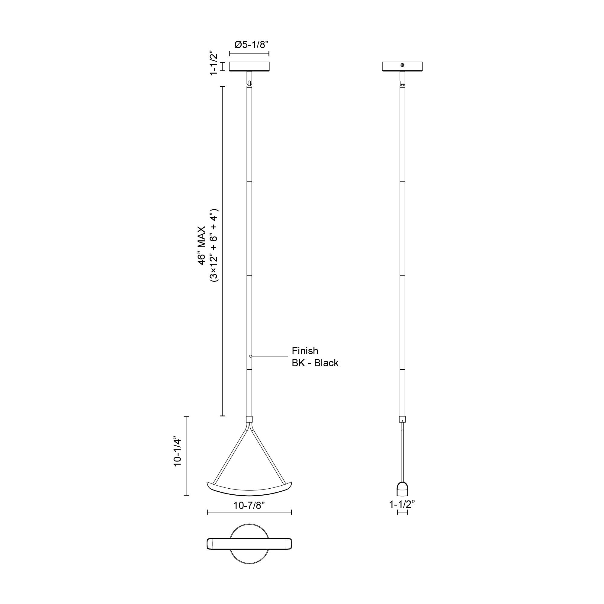 Mobil 11-in Black LED Pendant