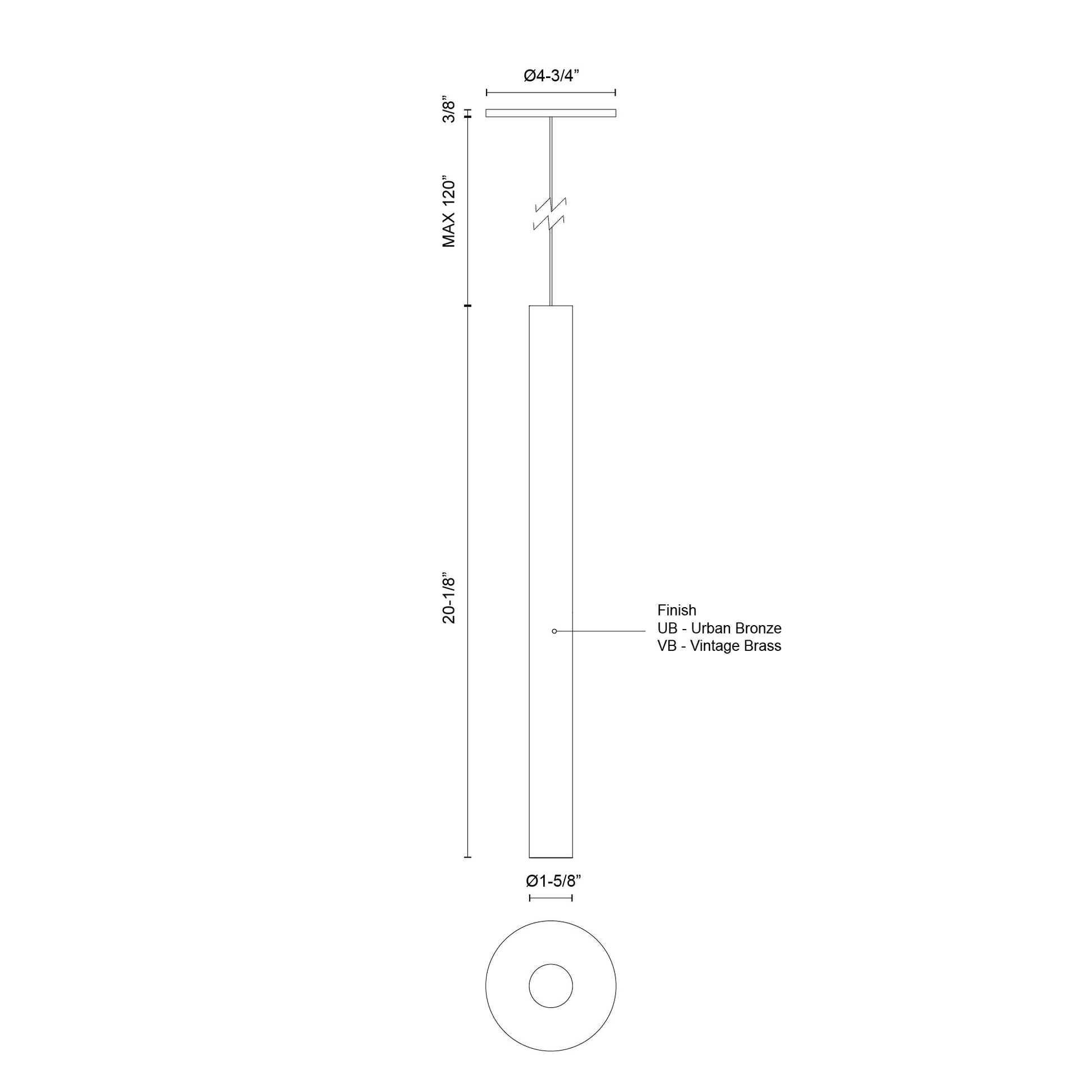 Kuzco Mason PD90420-UB Pendant Light Fixture, 20-in, Urban Bronze