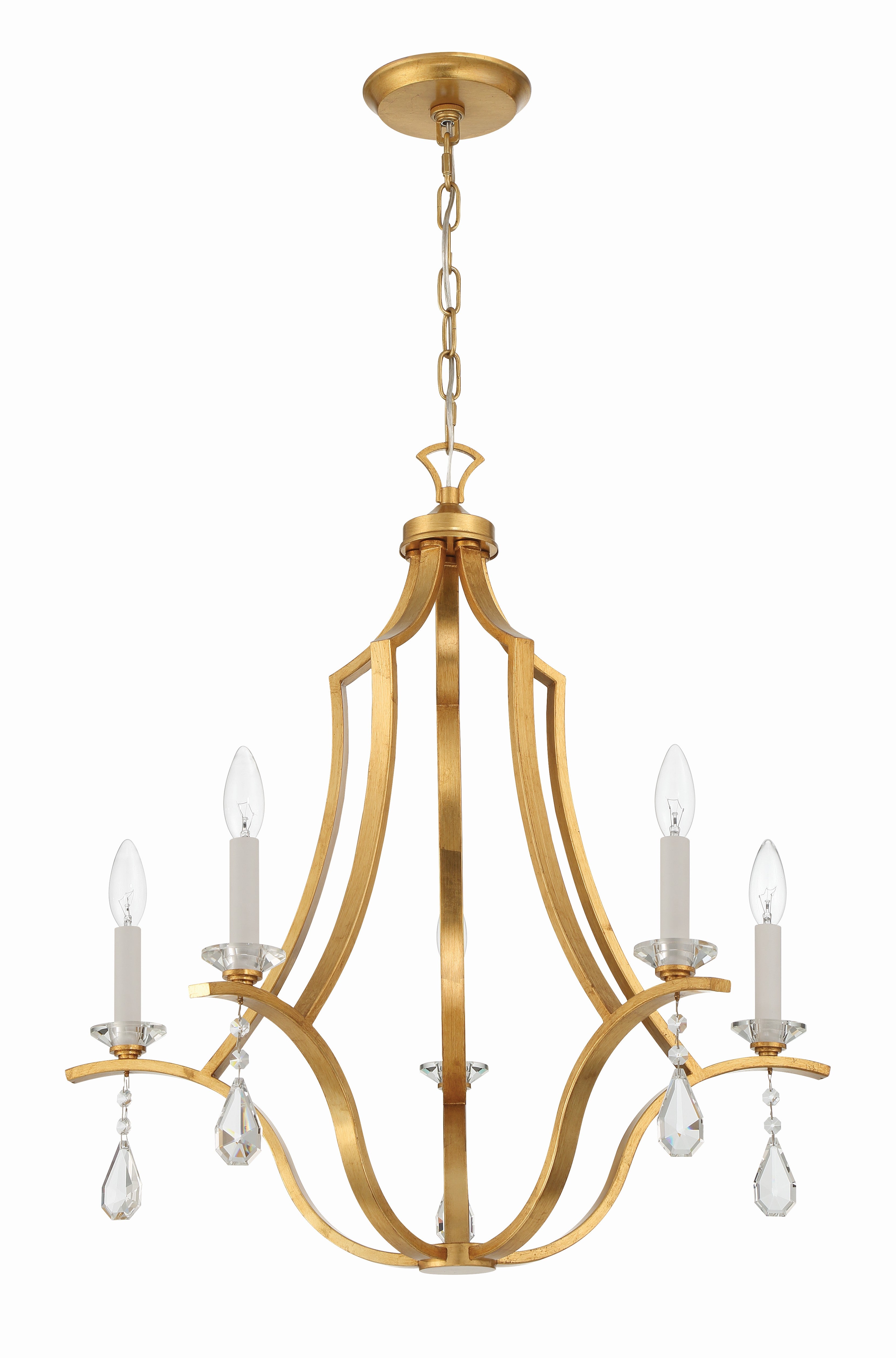 Crystorama Perry PER-10405-GA – 25.5 Inch – 5 Light – Chandelier – Antique Gold – Damp Rated