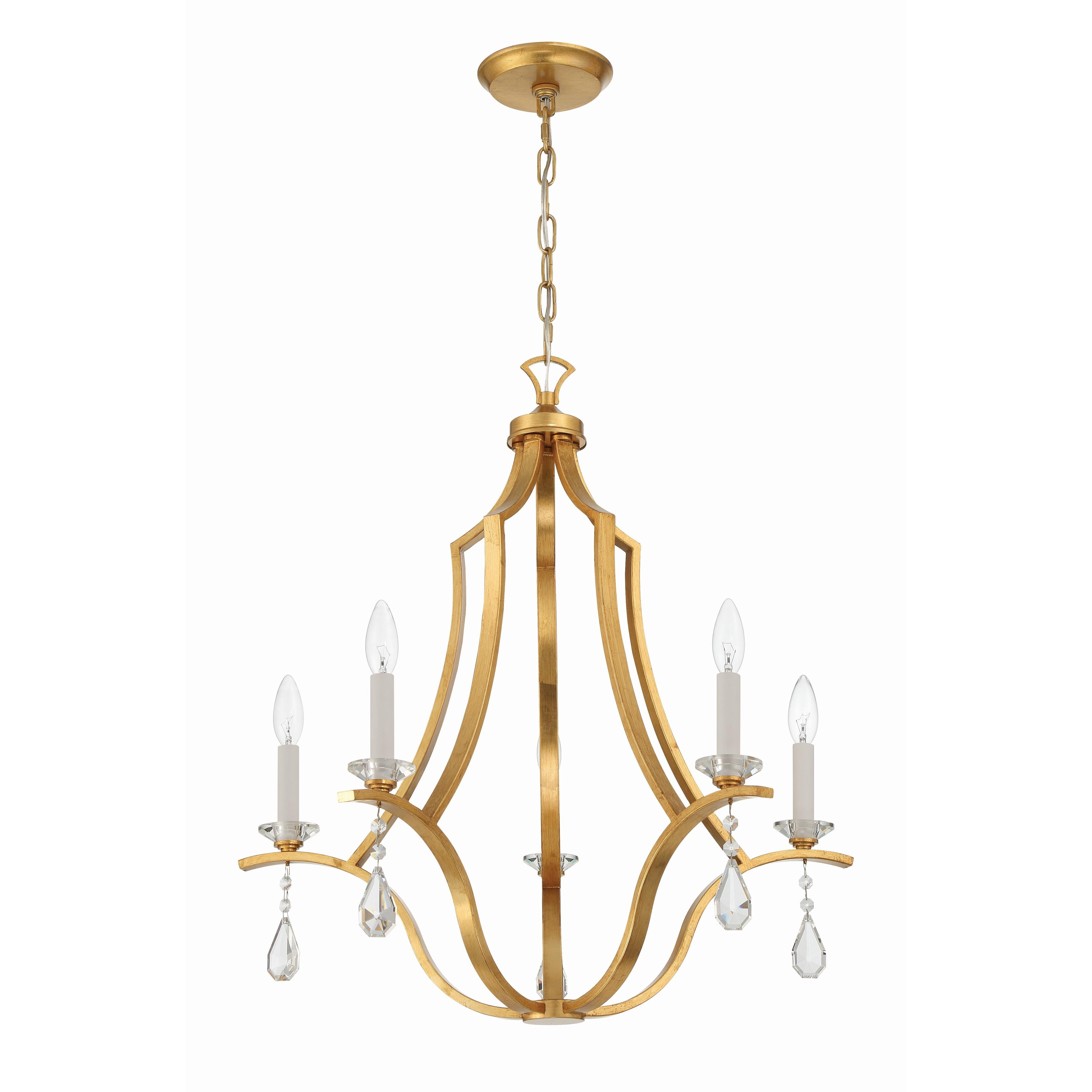 Crystorama Perry PER-10405-GA – 25.5 Inch – 5 Light – Chandelier – Antique Gold – Damp Rated