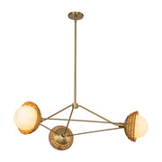ALORA MOOD Lighting CH490340BGOP Chandelier, 3 Lights, Brushed Gold/Opal Glass