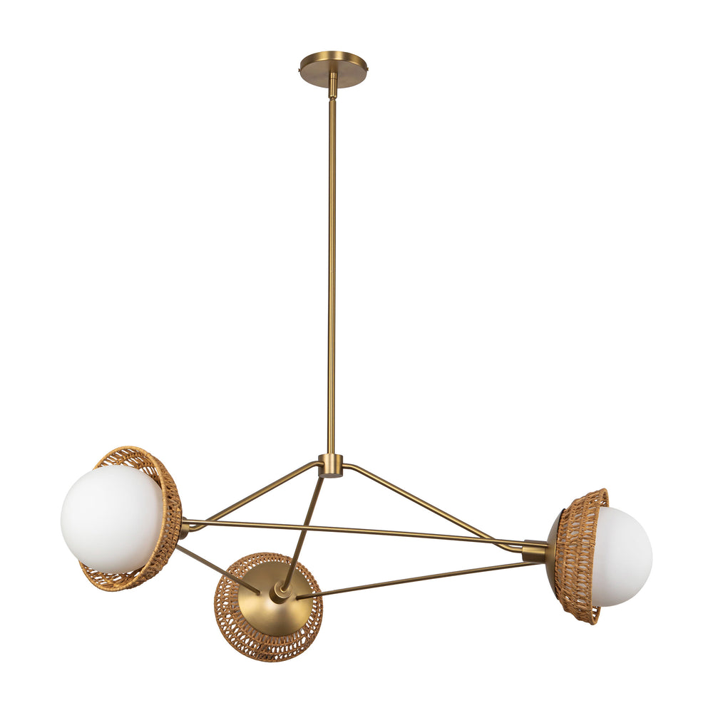 ALORA MOOD Lighting CH490340BGOP Chandelier, 3 Lights, Brushed Gold/Opal Glass