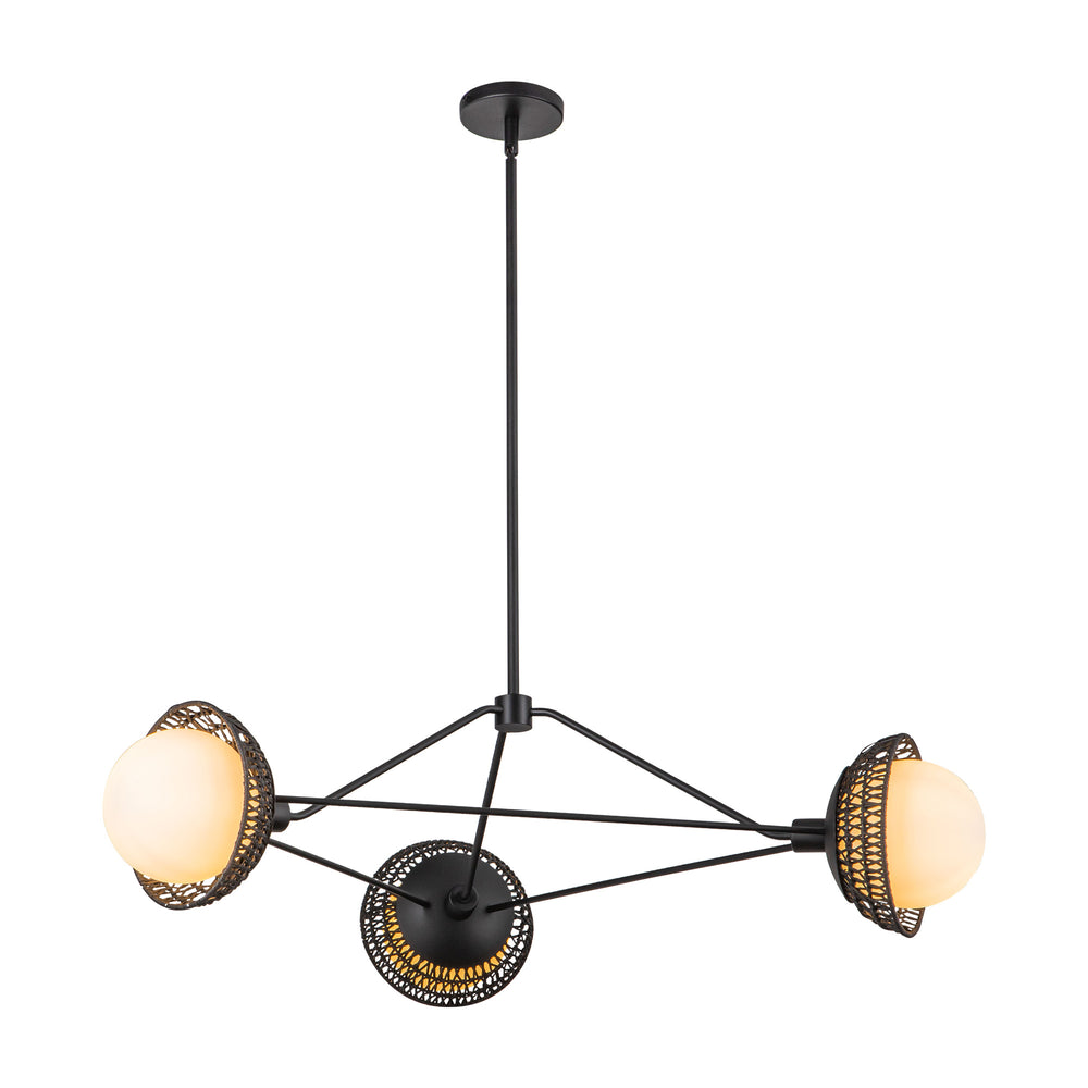 ALORA MOOD Lighting CH490340MBOP Chandelier, Indoor/Outdoor, Matte Black/Opal Glass