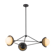 Perth 40-in Matte Black/Opal Glass 3 Lights Chandelier