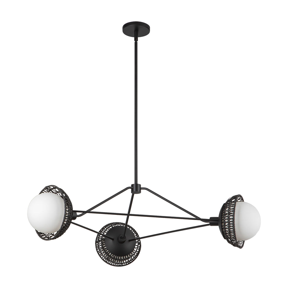 ALORA MOOD Lighting CH490340MBOP Chandelier, Indoor/Outdoor, Matte Black/Opal Glass
